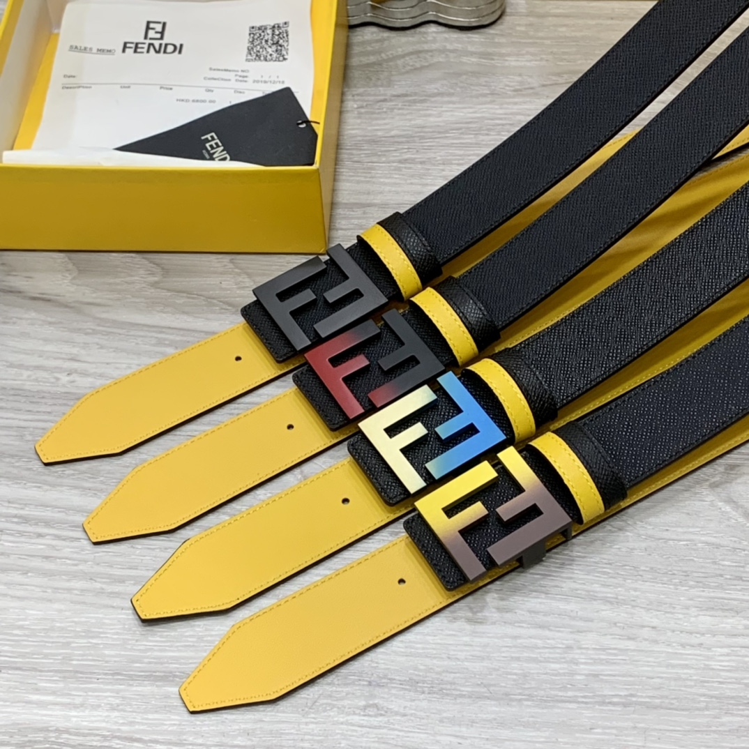 FENDl芬迪宽40MM双面原版小牛