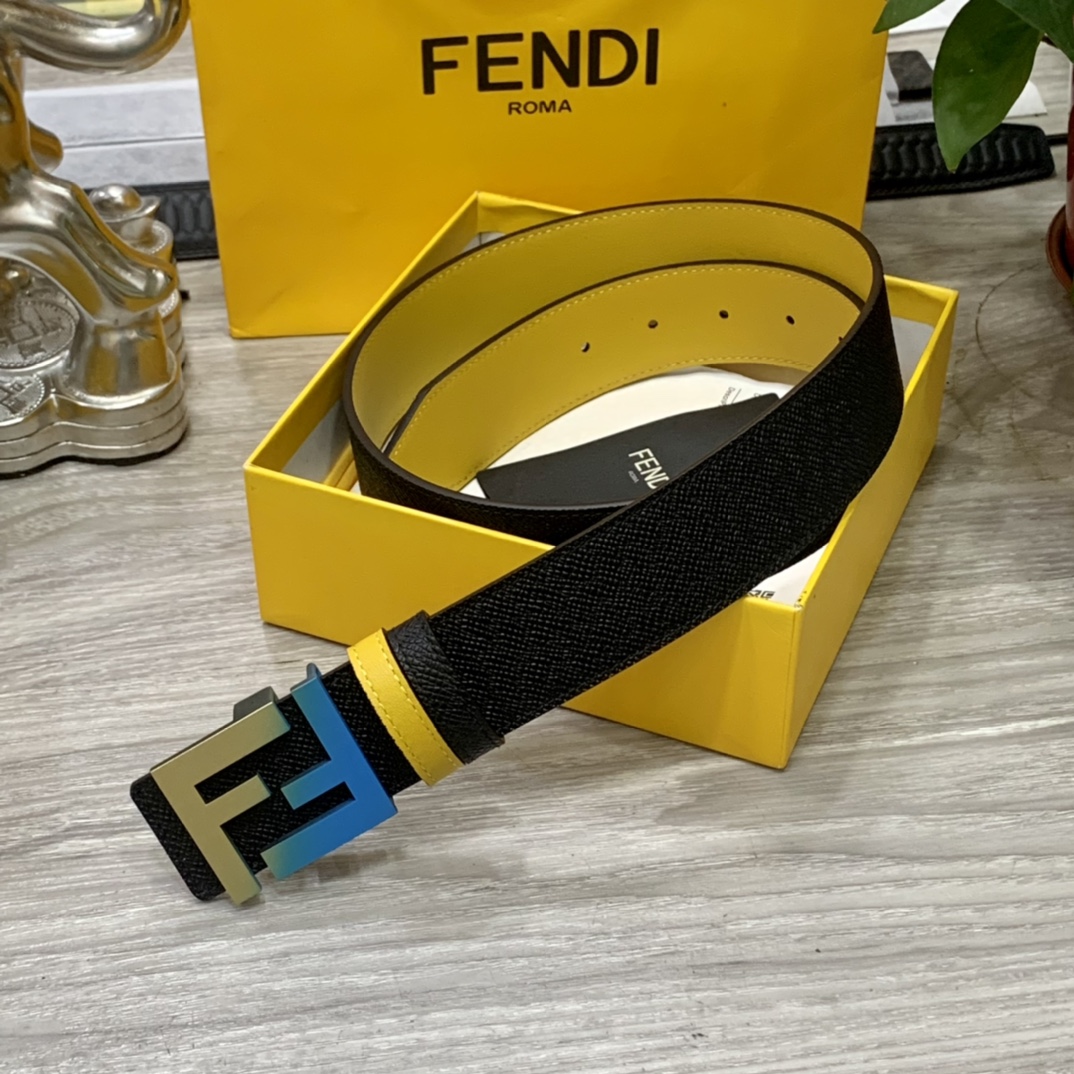 FENDl芬迪宽40MM双面原版小牛