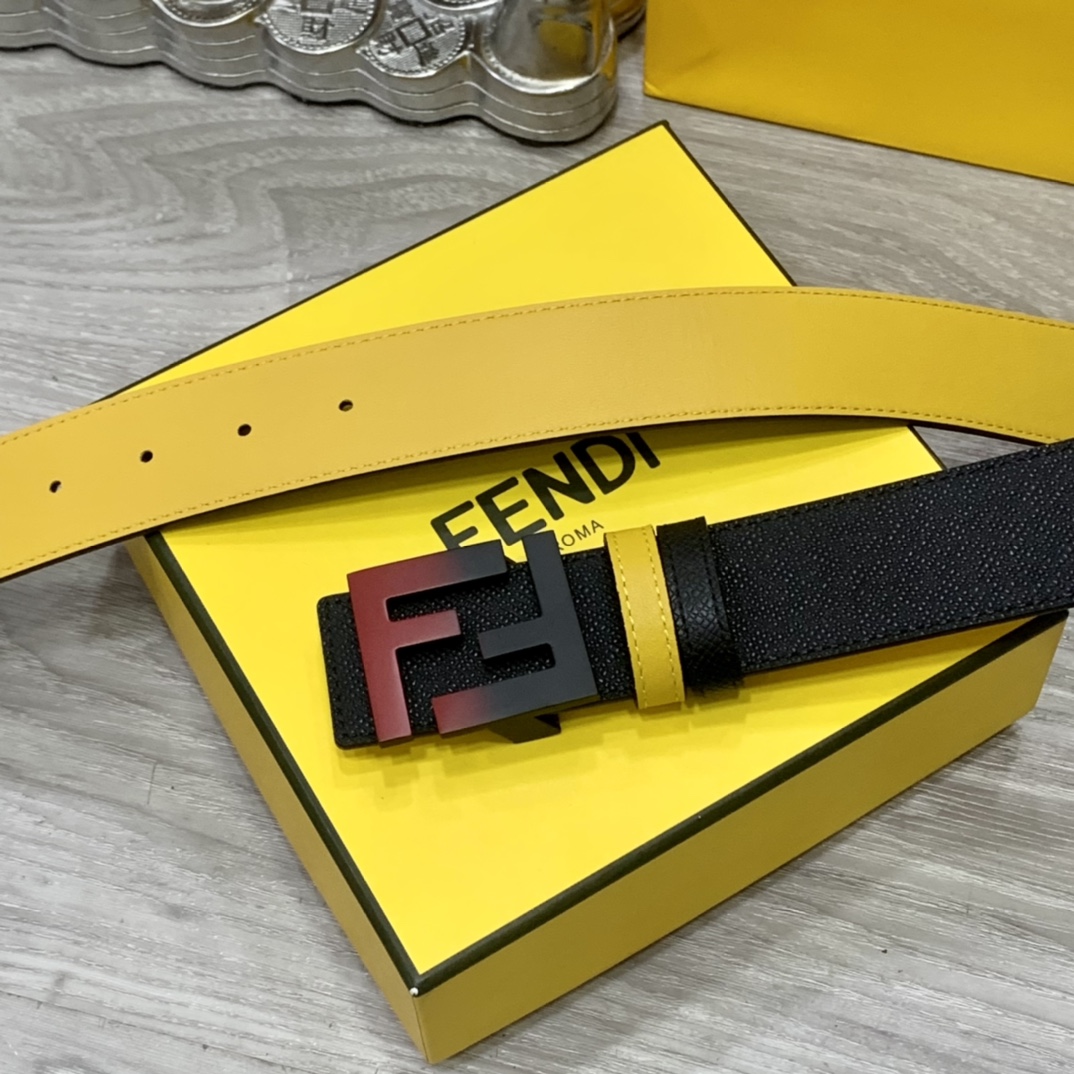FENDl芬迪宽40MM双面原版小牛