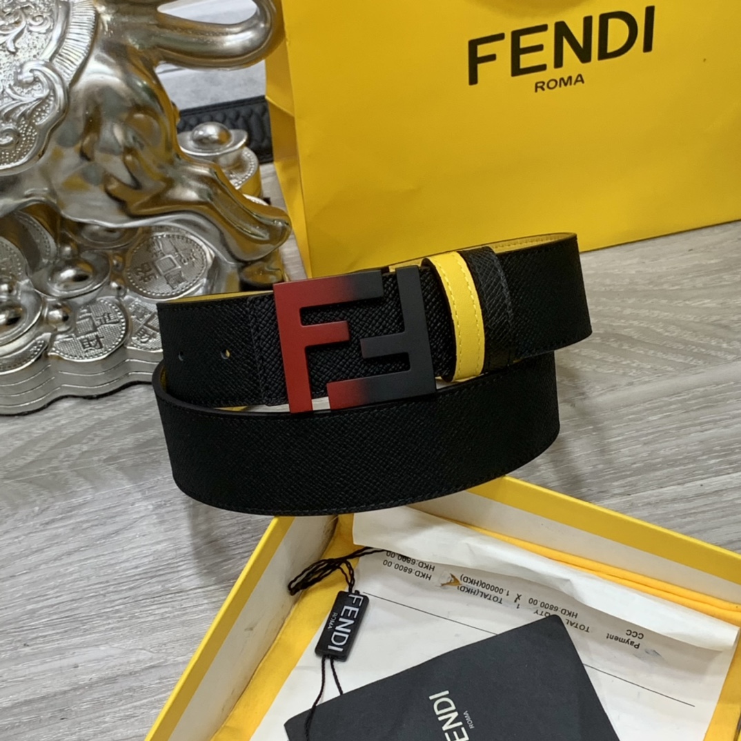 FENDl芬迪宽40MM双面原版小牛