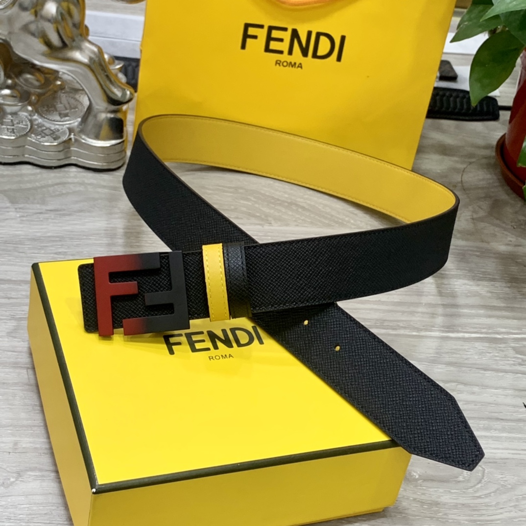 FENDl芬迪宽40MM双面原版小牛