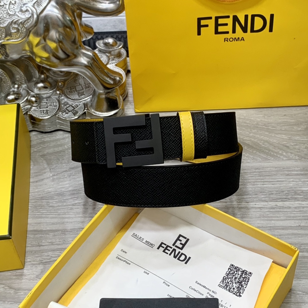 FENDl芬迪宽40MM双面原版小牛