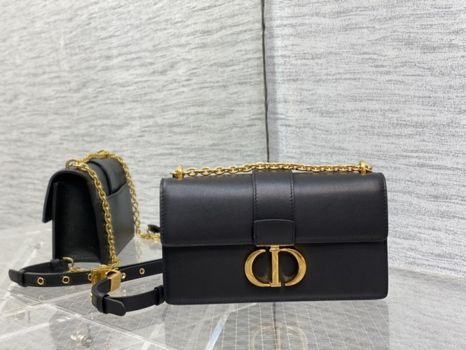 Dior Montaigne 30 Small Size Black Leather Shoulder Bag with Chain Strap 1 Dior Montaigne 30 Small Size Black Leather Shoulder Bag with Chain Strap