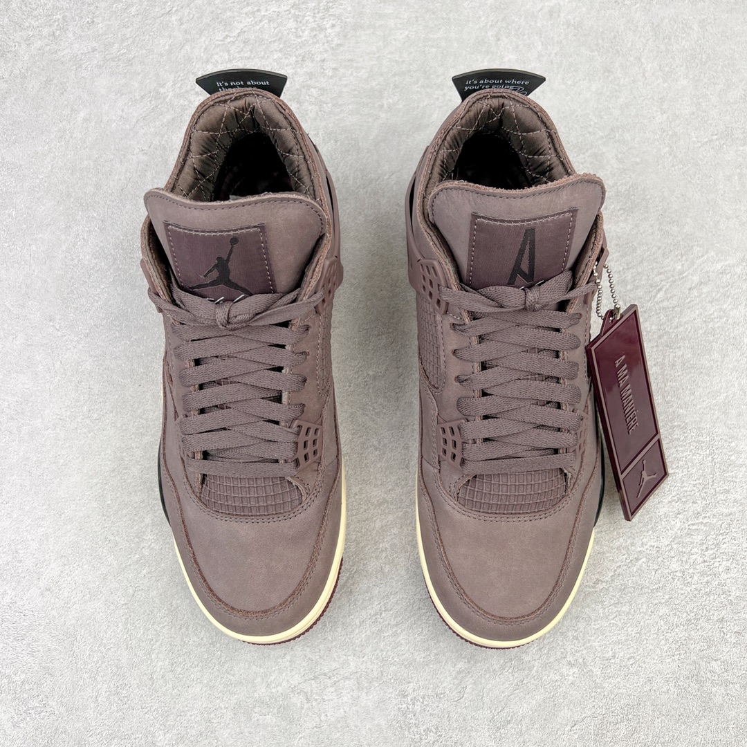 图片[2]-💰480 ＃GX A Ma Maniére x Air Jordan AJ4 Retro SP\”Violet Ore\” AMM联名酒红DV6773-220 圈内最强四代 耗时半年巨作 全套原纸板楦头开发 原厂特供皮料加持 确保原汁原味 完美呈现四代版型 一比一鞋头弧度高度鞋身弧度 数据细节工艺流程均保持原鞋一致 原厂TPU网格鞋带扣 正确内里网布 菱角分明不变形无多余毛边 柔软性质感一致于原鞋 市场唯一原厂鞋扣模具 背面可见隐藏注塑口 原厂织唛标 原厂飞人电绣工艺 尾指中部跳三针 独家绑鞋带手法 印刷中底布 四线拉帮 米色美纹纸贴合固定 进口港宝加持 后跟自然饱满 全鞋荧光划线卡点 追求极致完美 每一双都是工艺品 多重QC质检 超越公司货的品控标准 实实在在的免检产品 尺码：40 40.5 41 42 42.5 43 44 44.5 45 46 47.5 编码：by5936050-运动鞋