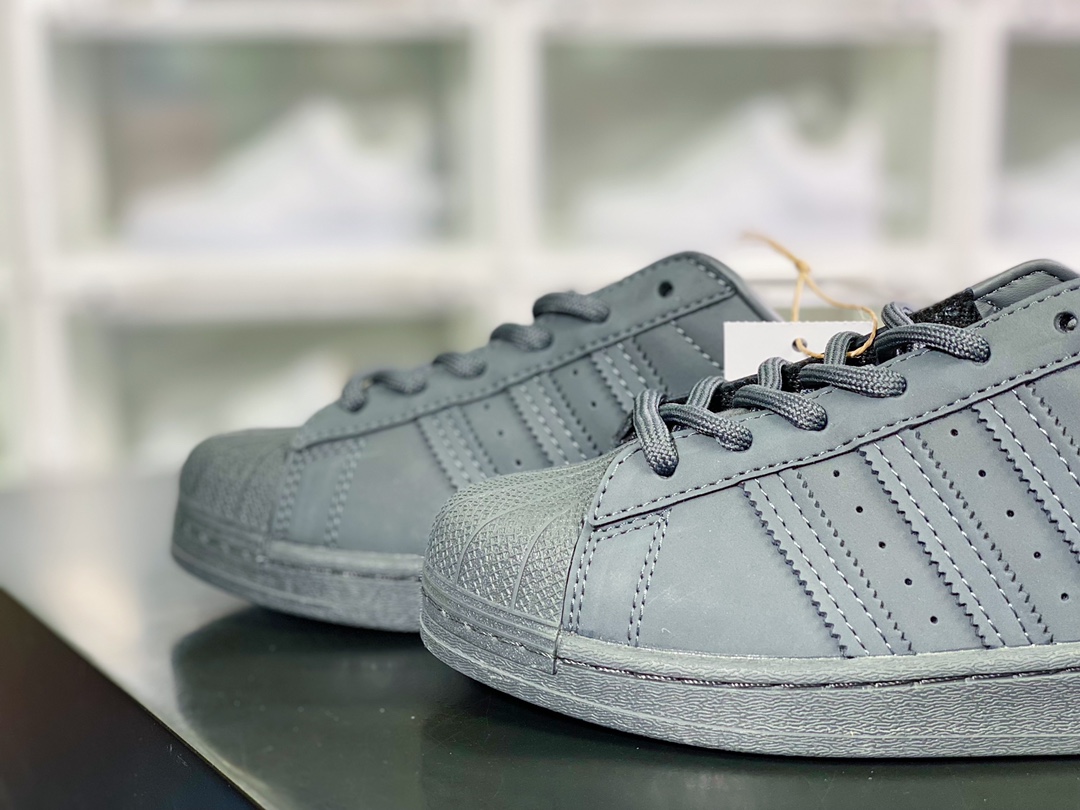 180 Originals Superstar W经典贝壳头系列低帮板鞋“磨砂全黑LOGO”GZ4830