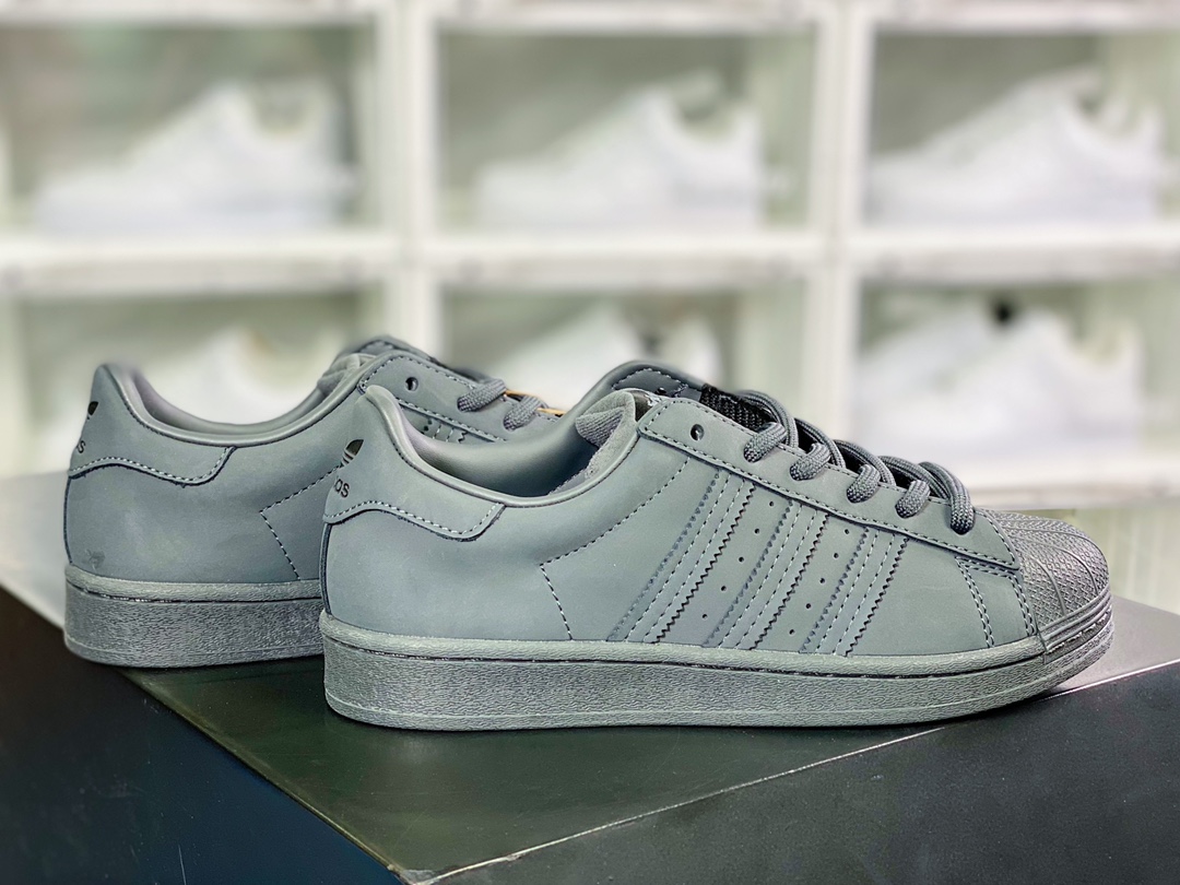 180 Originals Superstar W经典贝壳头系列低帮板鞋“磨砂全黑LOGO”GZ4830