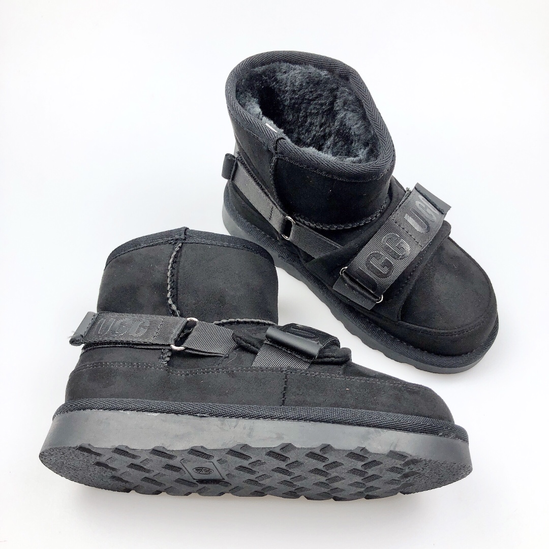 图片[3]-🍒UGG2822 爆版周冬雨新款机车雪地靴秋冬新款加绒加厚时尚潮流棉鞋💘 💘儿童时尚平底魔术贴雪地靴短筒防滑保暖厚底一脚蹬百搭童鞋网红短靴 🍎材料：牛皮+羊毛混纺 😘颜色：黑色，栗色，巧色 🌹号码：26-35-选品中心