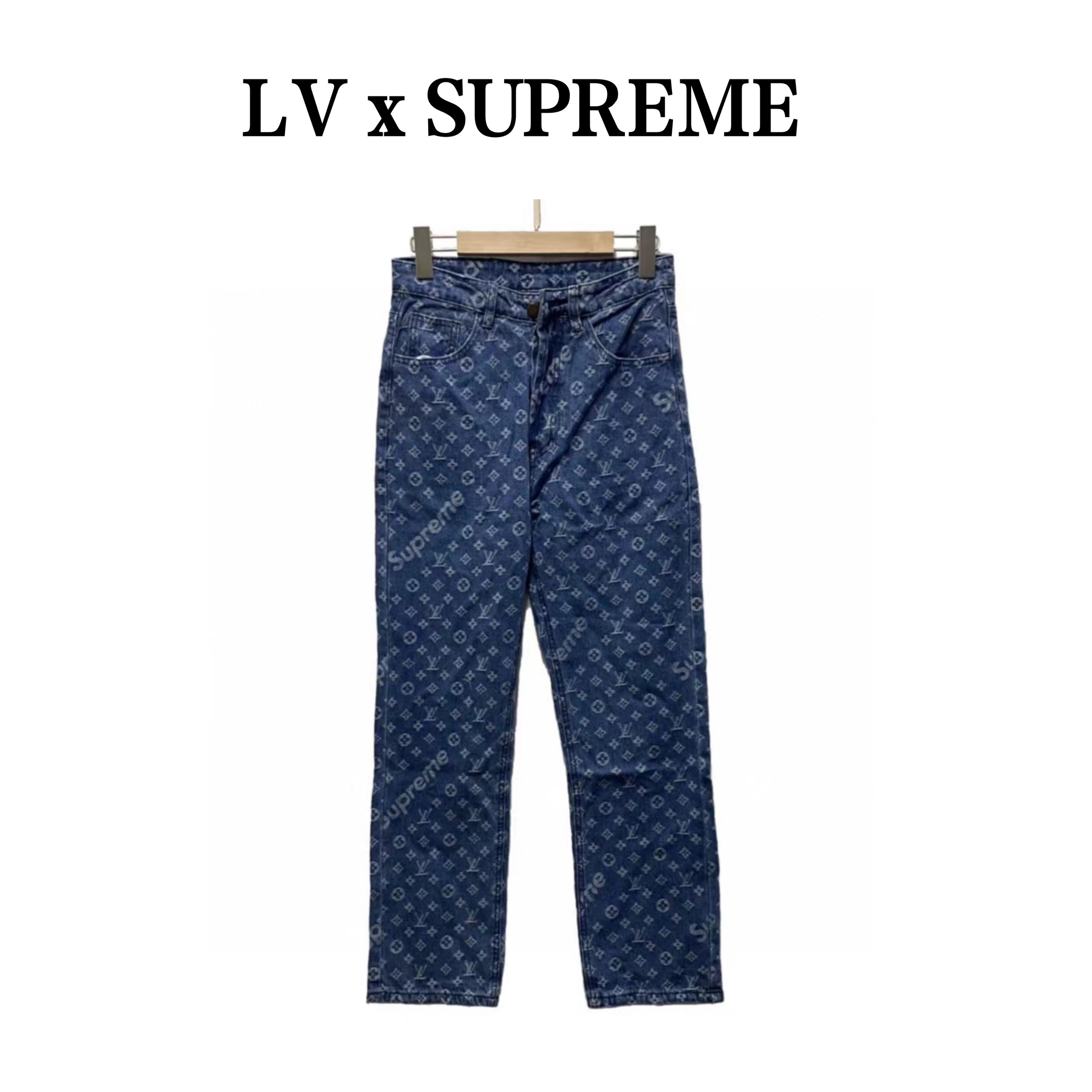 路易威登 LV&Supreme老花大爆款经典联名系列水洗满印牛仔裤