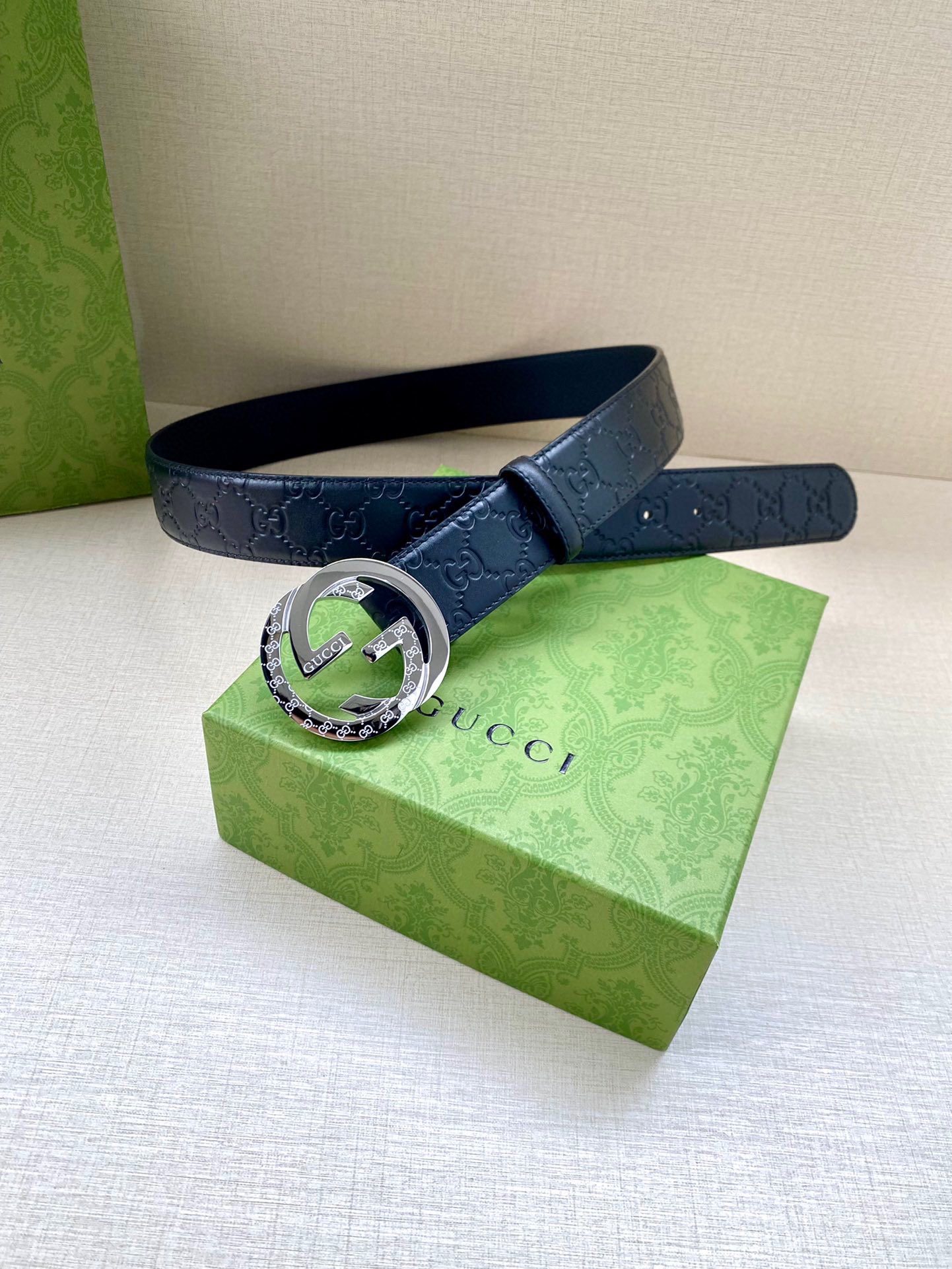 Gucci Style Blue Leather Men's Belts Men's Belts Men's Belt detail image 8 from source 766491