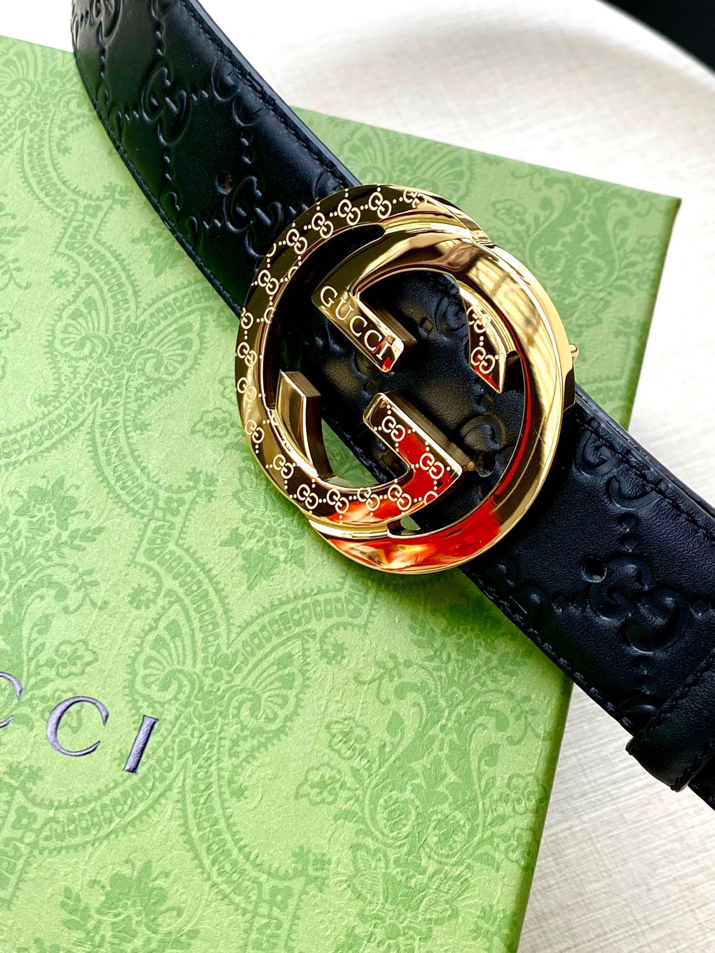 Gucci Style Blue Leather Men's Belts Lookbook Reference image 2