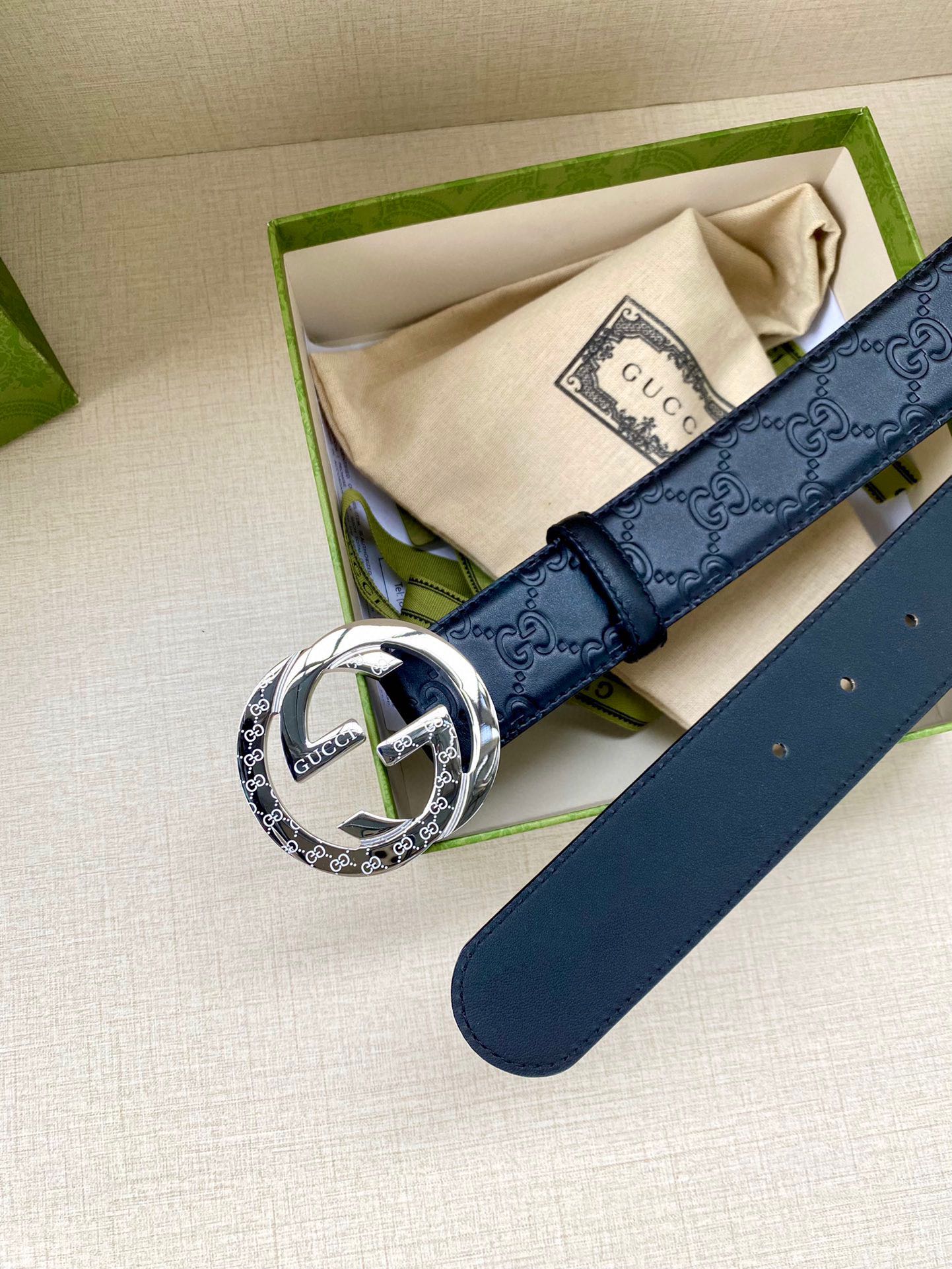 Gucci Style Blue Leather Men's Belts Men's Belts Men's Belt detail image 9 from source 766491