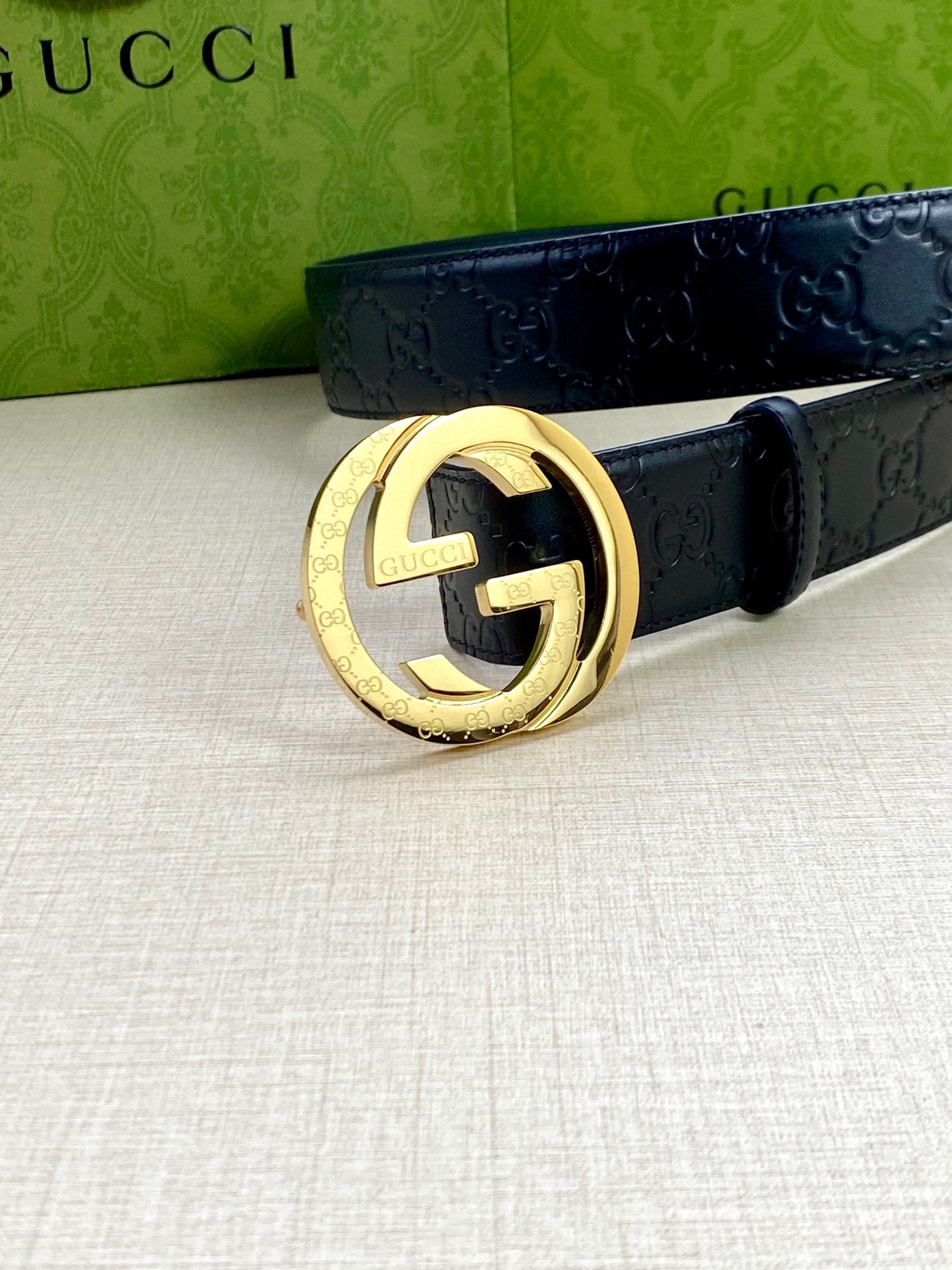 Gucci Style Blue Leather Men's Belts Men's Belts Men's Belt detail image 4 from source 766491