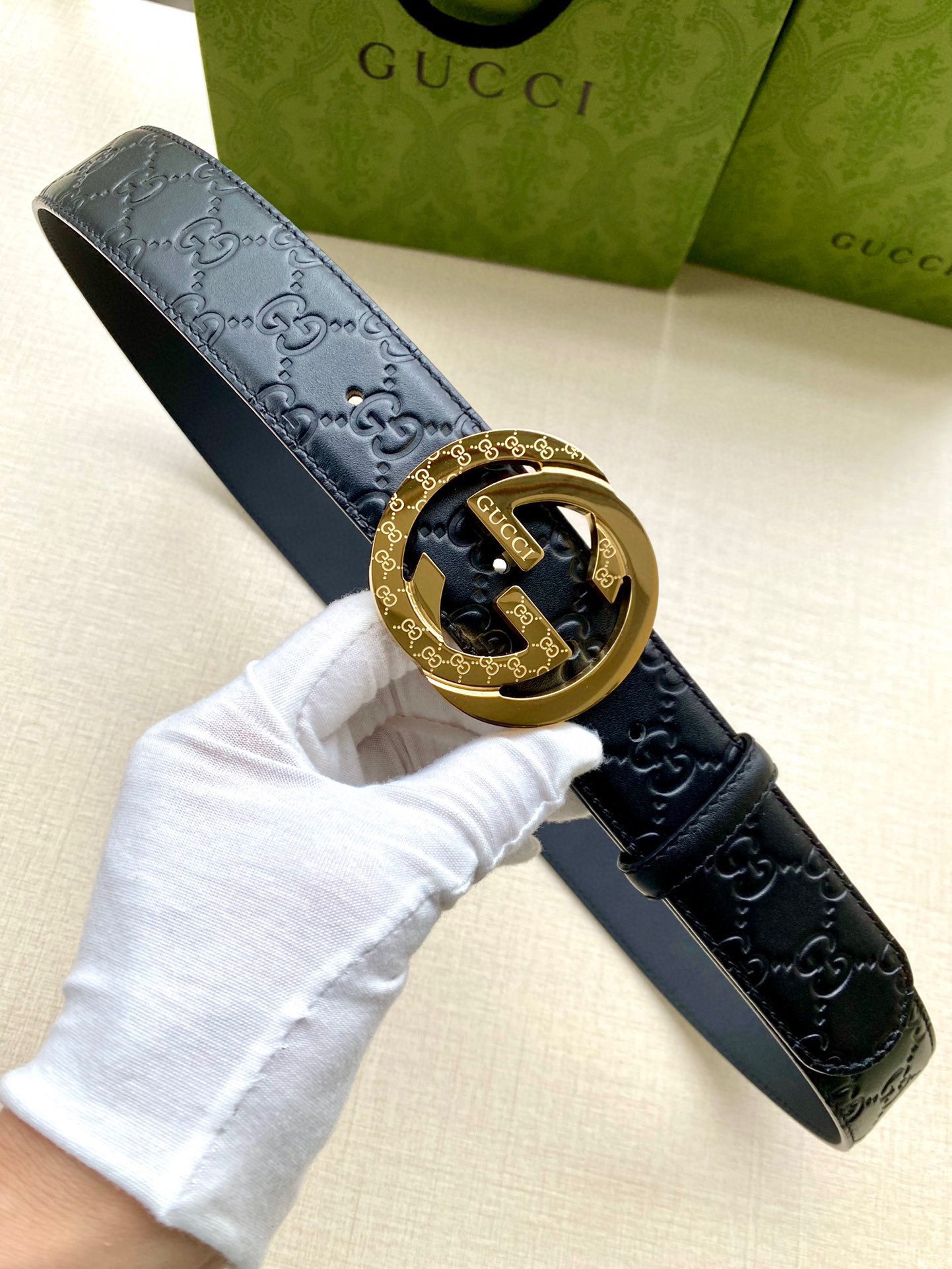 Gucci Style Blue Leather Men's Belts Lookbook Reference image 1