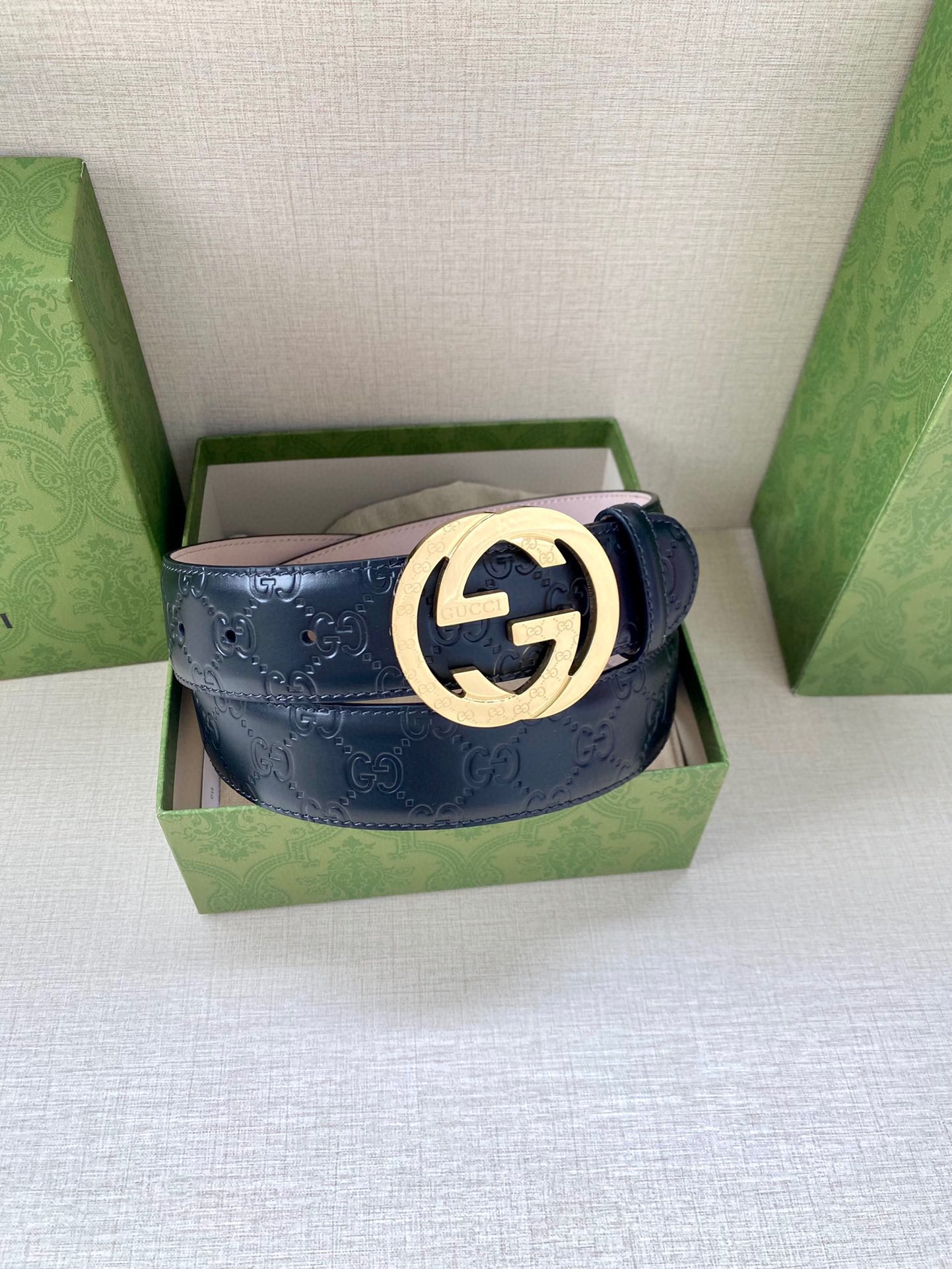 Gucci Style Blue Leather Men's Belts Men's Belts Men's Belt detail image 8 from source 766492