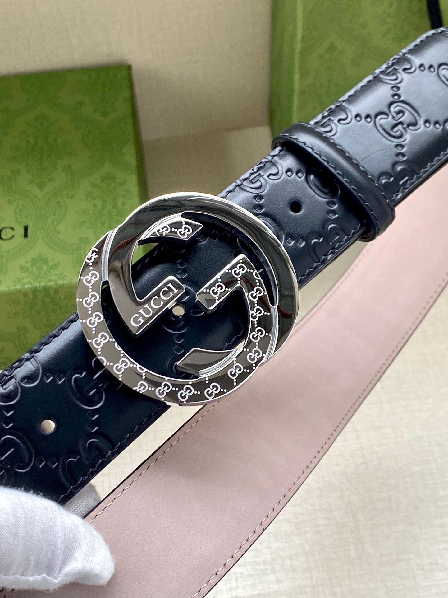 Gucci Style Blue Leather Men's Belts Lookbook Reference image 2