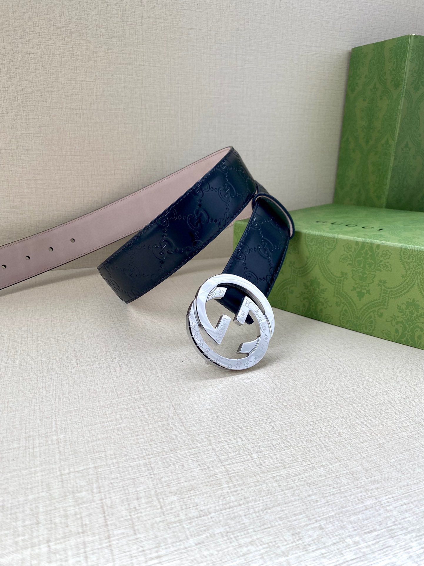 Gucci Style Blue Leather Men's Belts Men's Belts Men's Belt detail image 4 from source 766492