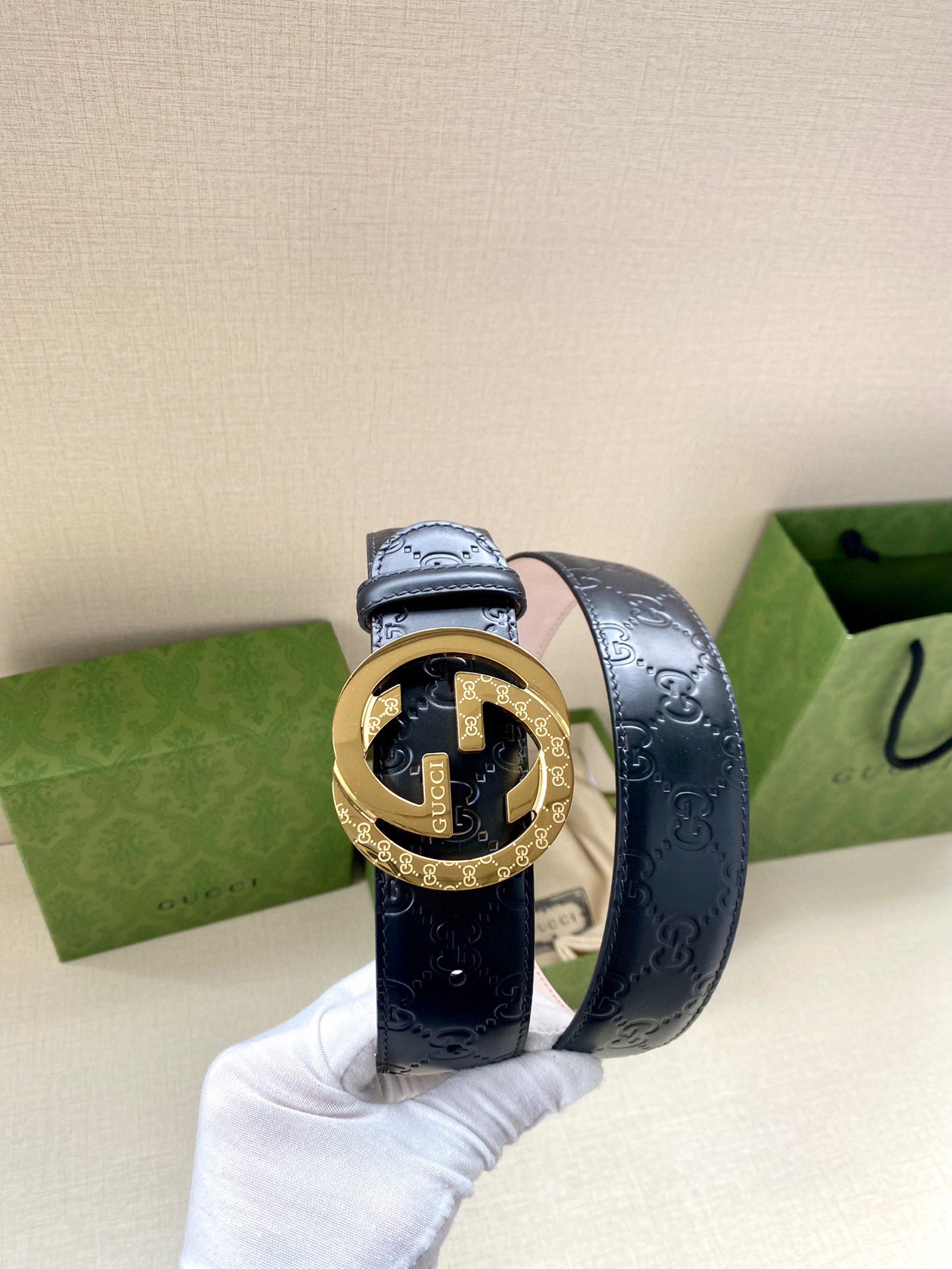 Gucci Style Blue Leather Men's Belts Men's Belts Men's Belt detail image 9 from source 766492