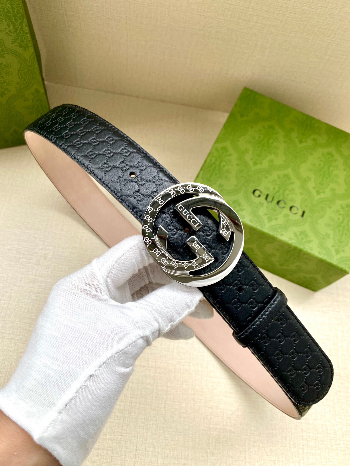 Gucci Style Blue Leather Men's Belts Lookbook Reference image 1