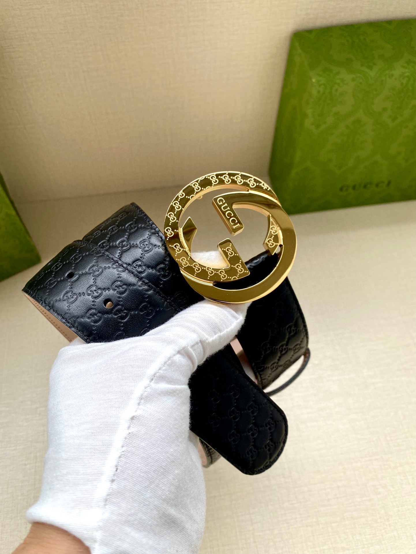 Gucci Style Blue Leather Men's Belts Men's Belts Men's Belt detail image 7 from source 766493