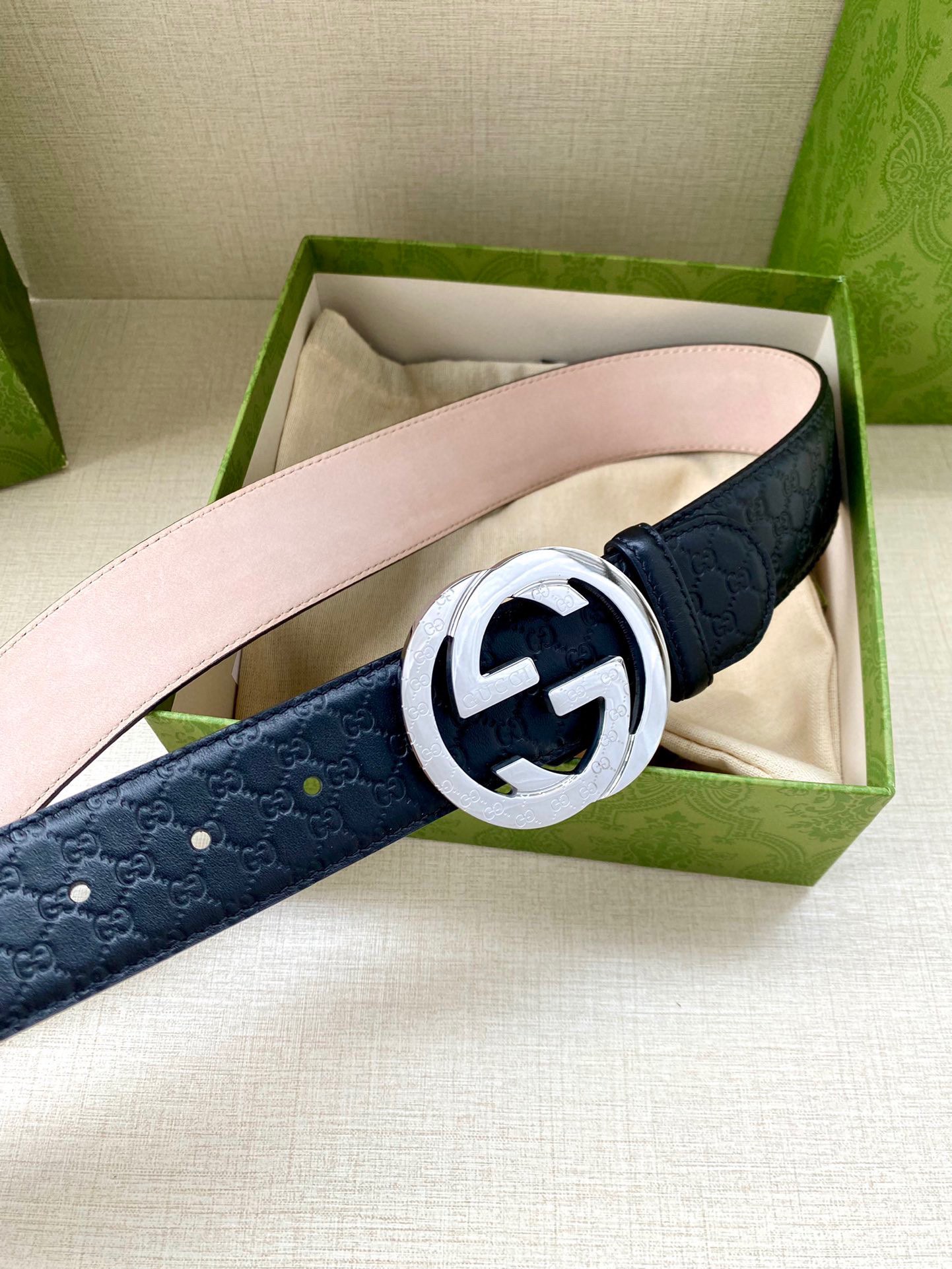 Gucci Style Blue Leather Men's Belts Men's Belts Men's Belt detail image 3 from source 766493