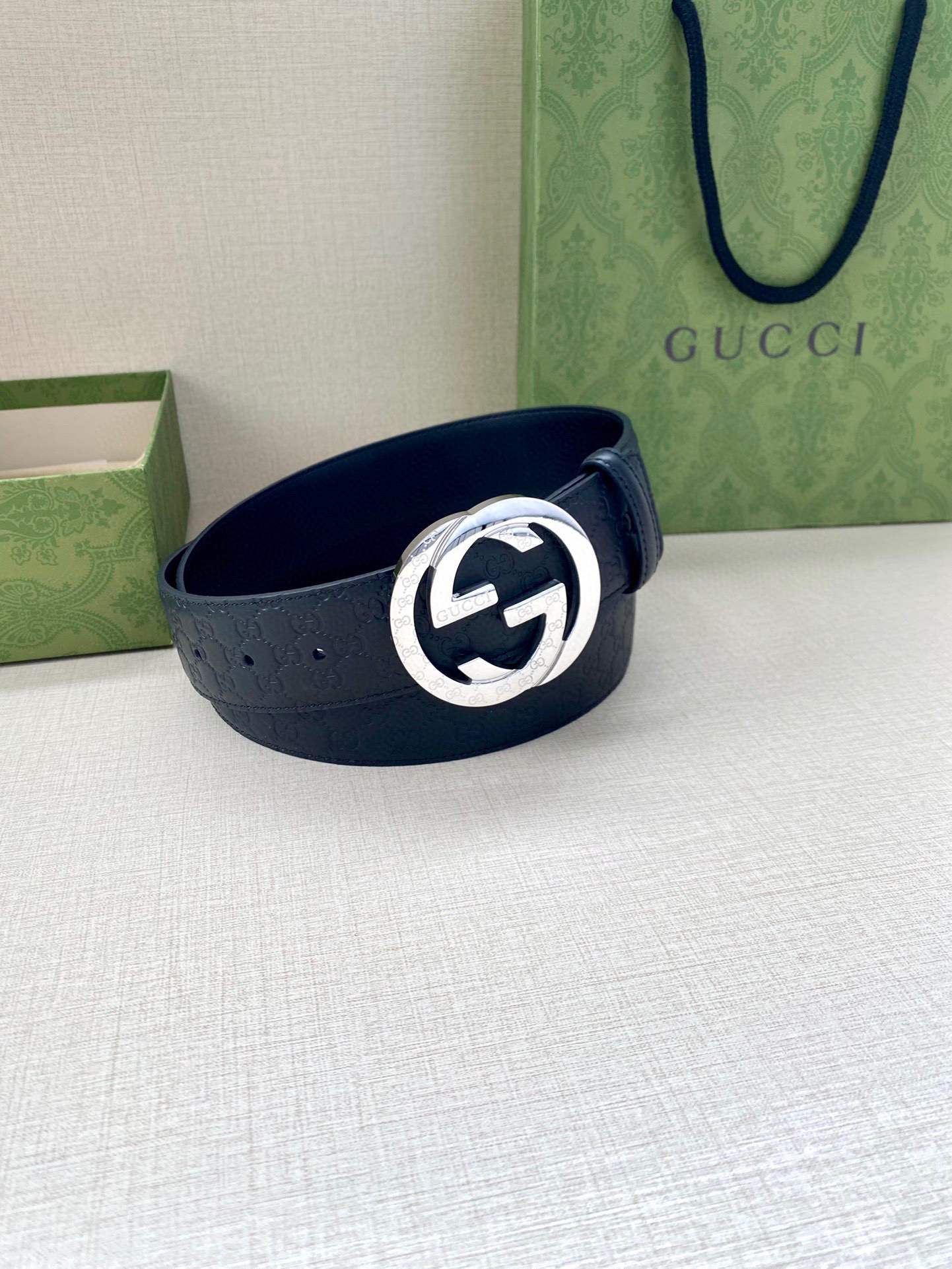 Gucci Style Blue Leather Men's Belts Men's Belts Men's Belt detail image 8 from source 766494