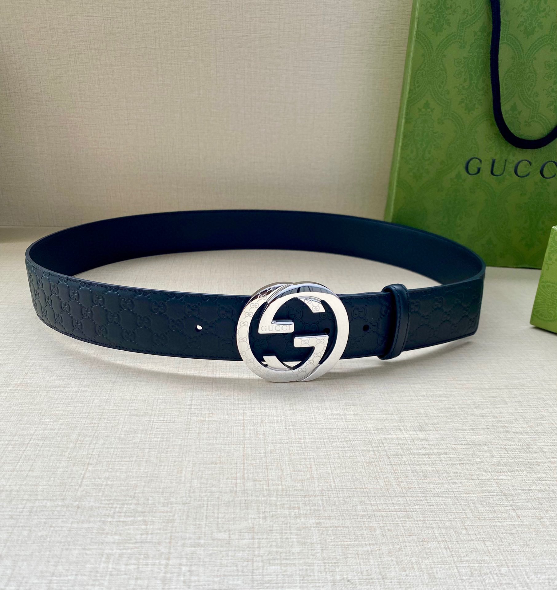 Gucci Style Blue Leather Men's Belts Men's Belts Men's Belt detail image 5 from source 766494
