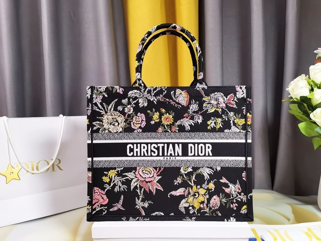 Dior Book Tote Handbags Tote Bags Black Embroidery