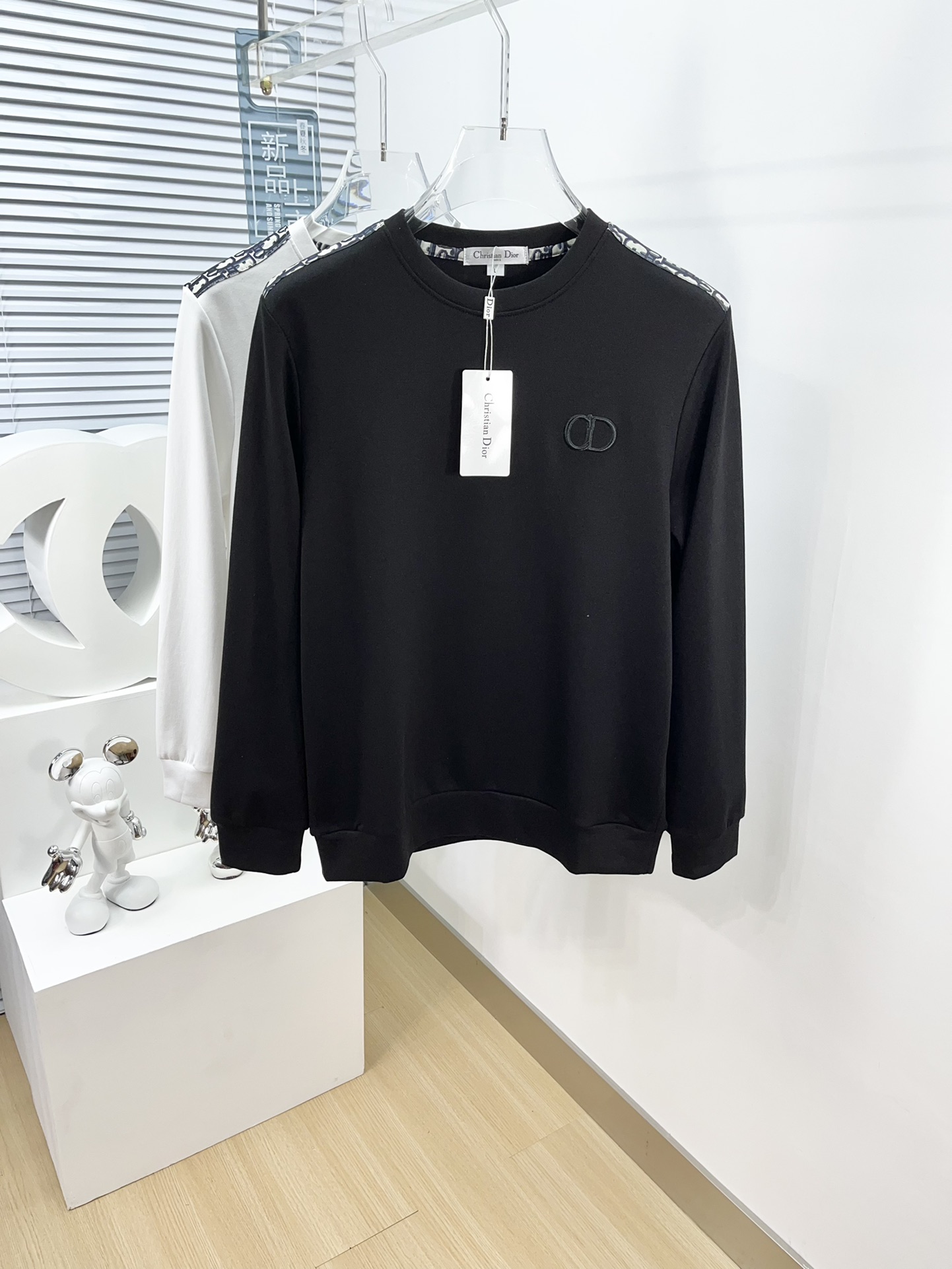 Quality AAA+ Replica
 Dior Clothing Sweatshirts Black White Printing Cotton Fall/Winter Collection Casual
