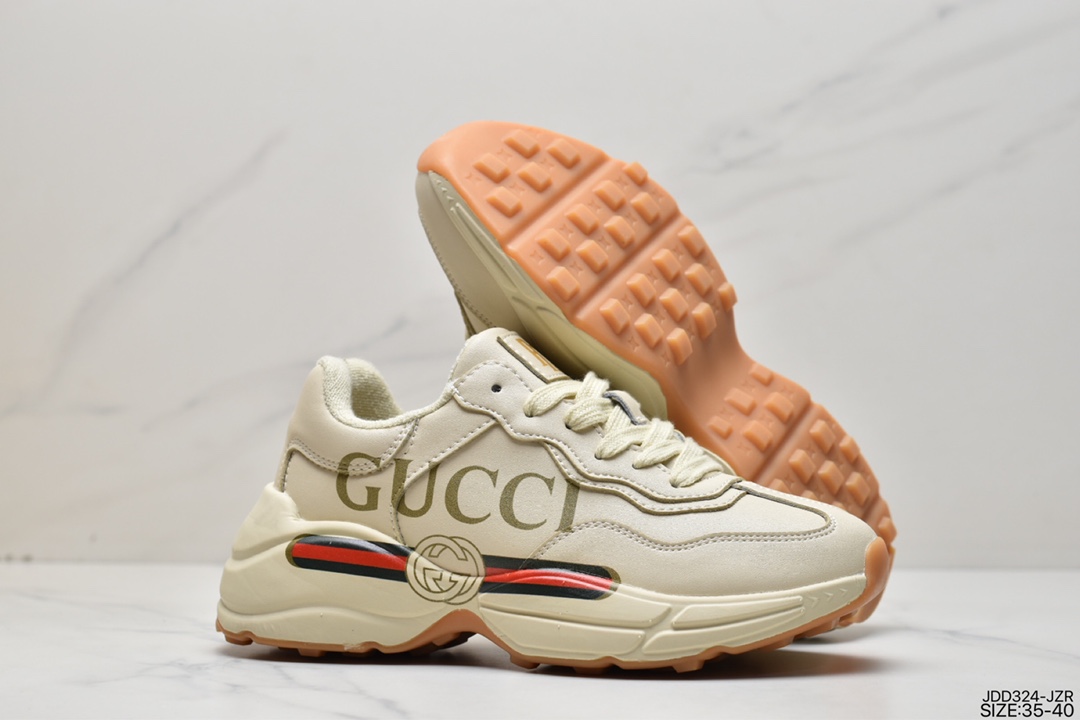 Gucci Gucci Rhyton Vintage Trainer Sneaker Daddy 3D leather horned retro jogging shoes
