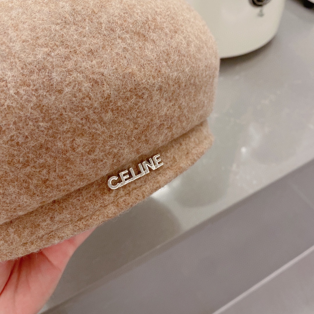 Celine赛琳2022秋冬新款呢子贝雷帽
