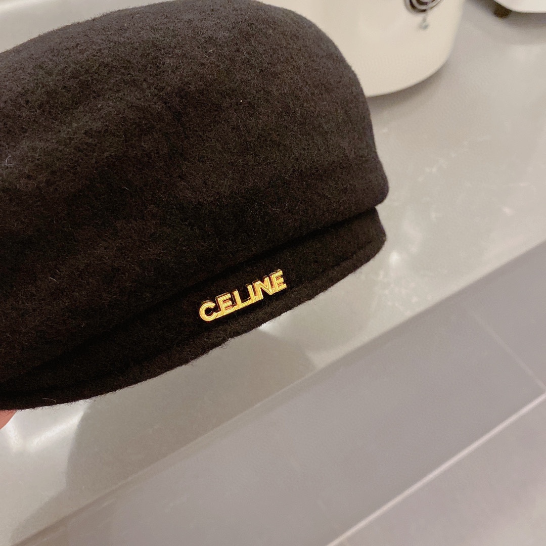 Celine赛琳2022秋冬新款呢子贝雷帽