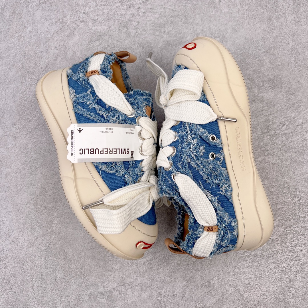图片[3]-＃开春福利 SMILEREPUBLIC檀健次同款经典新款起司猫低帮开口笑厚底帆布鞋 新晋街头鞋履品牌SMILEREPUBLIC Canvas 系列 以 SMILE 为灵感来源 捕捉潮流 主打柔软的帆布设计 有裁切的羊毛流苏与独特编织技艺 超软水染牛皮内里 注塑成型鞋垫 4cm厘米外增高效果橡胶鞋底 尺码：35 36 37 38 39 40 41 42 43 44-选品中心