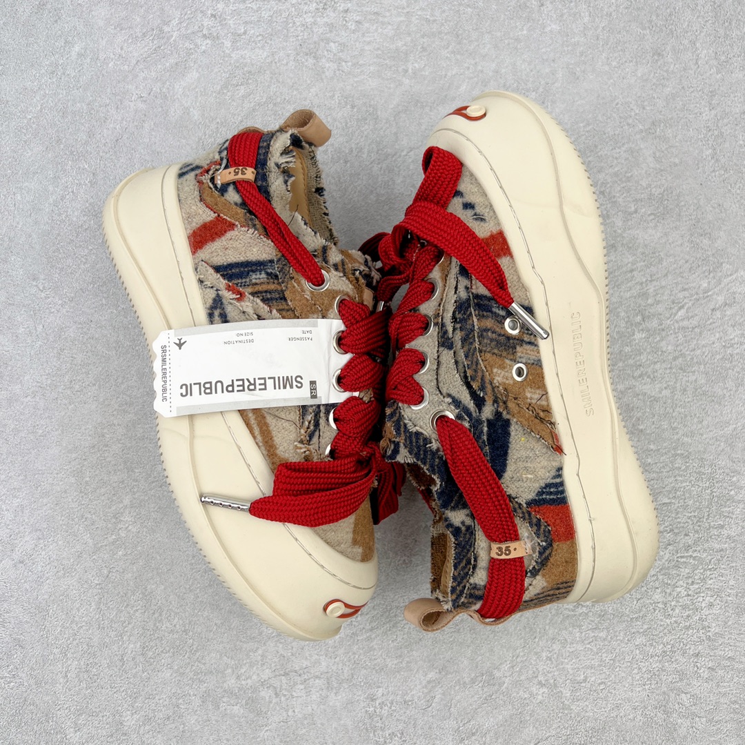 图片[3]-＃开春福利 SMILEREPUBLIC檀健次同款经典新款起司猫低帮开口笑厚底帆布鞋 新晋街头鞋履品牌SMILEREPUBLIC Canvas 系列 以 SMILE 为灵感来源 捕捉潮流 主打柔软的帆布设计 有裁切的羊毛流苏与独特编织技艺 超软水染牛皮内里 注塑成型鞋垫 4cm厘米外增高效果橡胶鞋底 尺码：35 36 37 38 39 40 41 42 43 44-选品中心