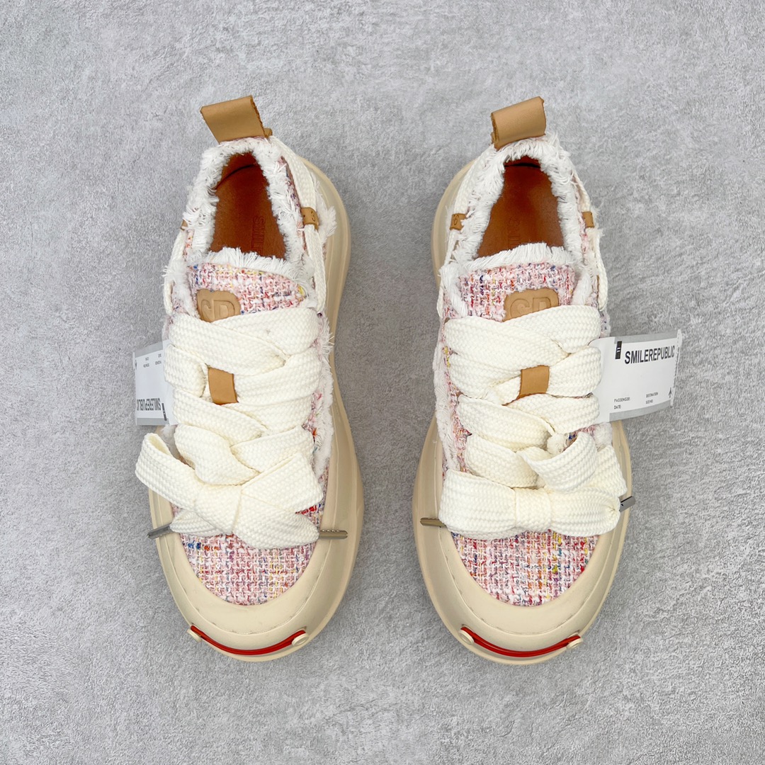 图片[2]-＃开春福利 SMILEREPUBLIC檀健次同款经典新款起司猫低帮开口笑厚底帆布鞋 新晋街头鞋履品牌SMILEREPUBLIC Canvas 系列 以 SMILE 为灵感来源 捕捉潮流 主打柔软的帆布设计 有裁切的羊毛流苏与独特编织技艺 超软水染牛皮内里 注塑成型鞋垫 4cm厘米外增高效果橡胶鞋底 尺码：35 36 37 38 39 40 41 42 43 44-选品中心