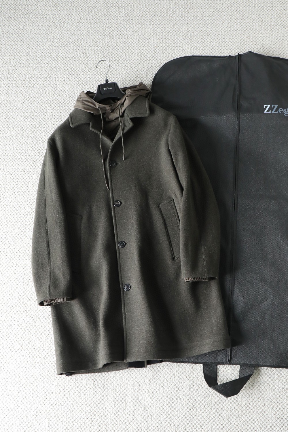 Zegna Clothing Coats & Jackets Windbreaker Men Cashmere Wool Winter Collection Hooded Top