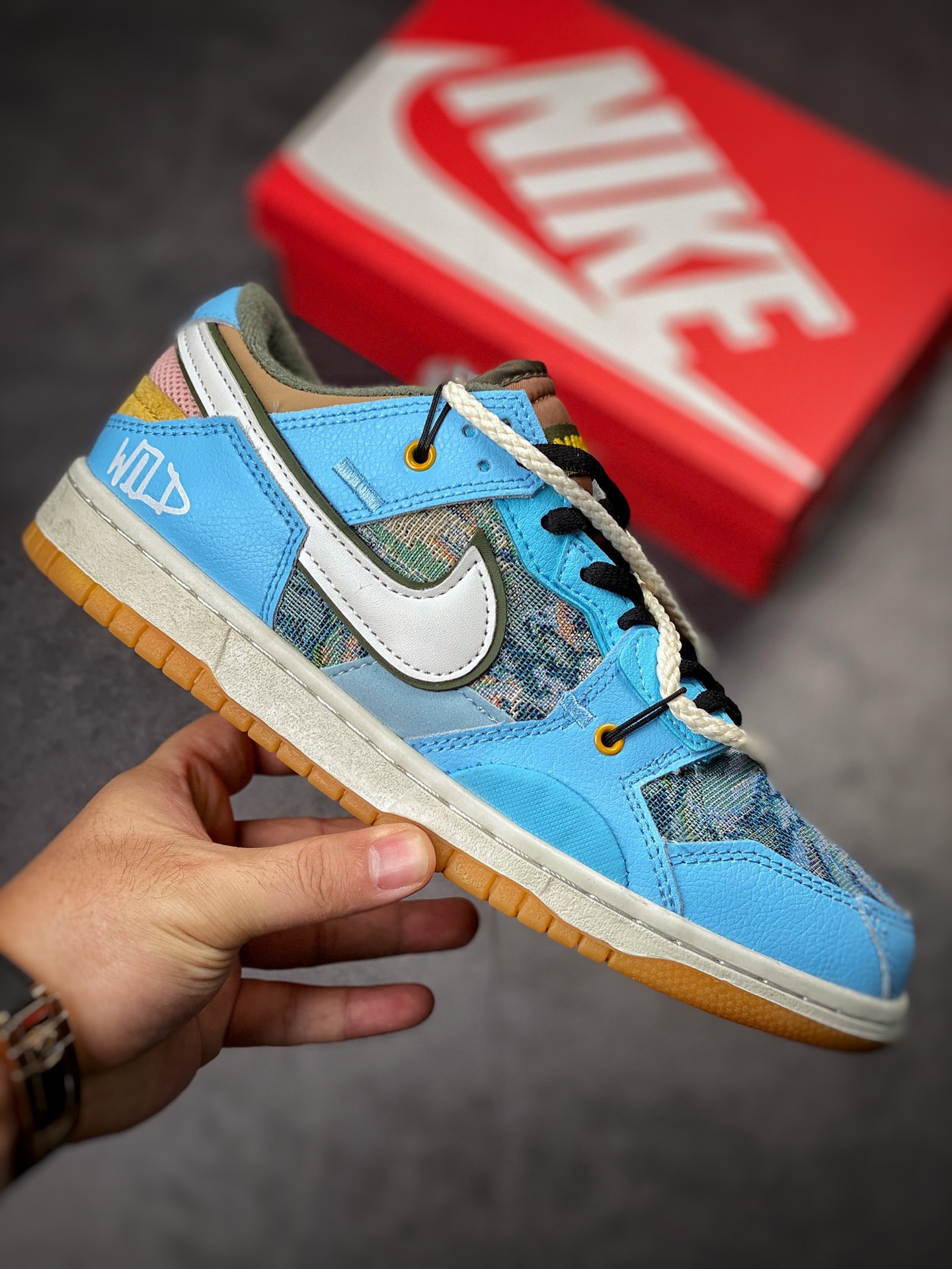 Nike Dunk Scrap series suture strange sky blue brown white DB0500-200