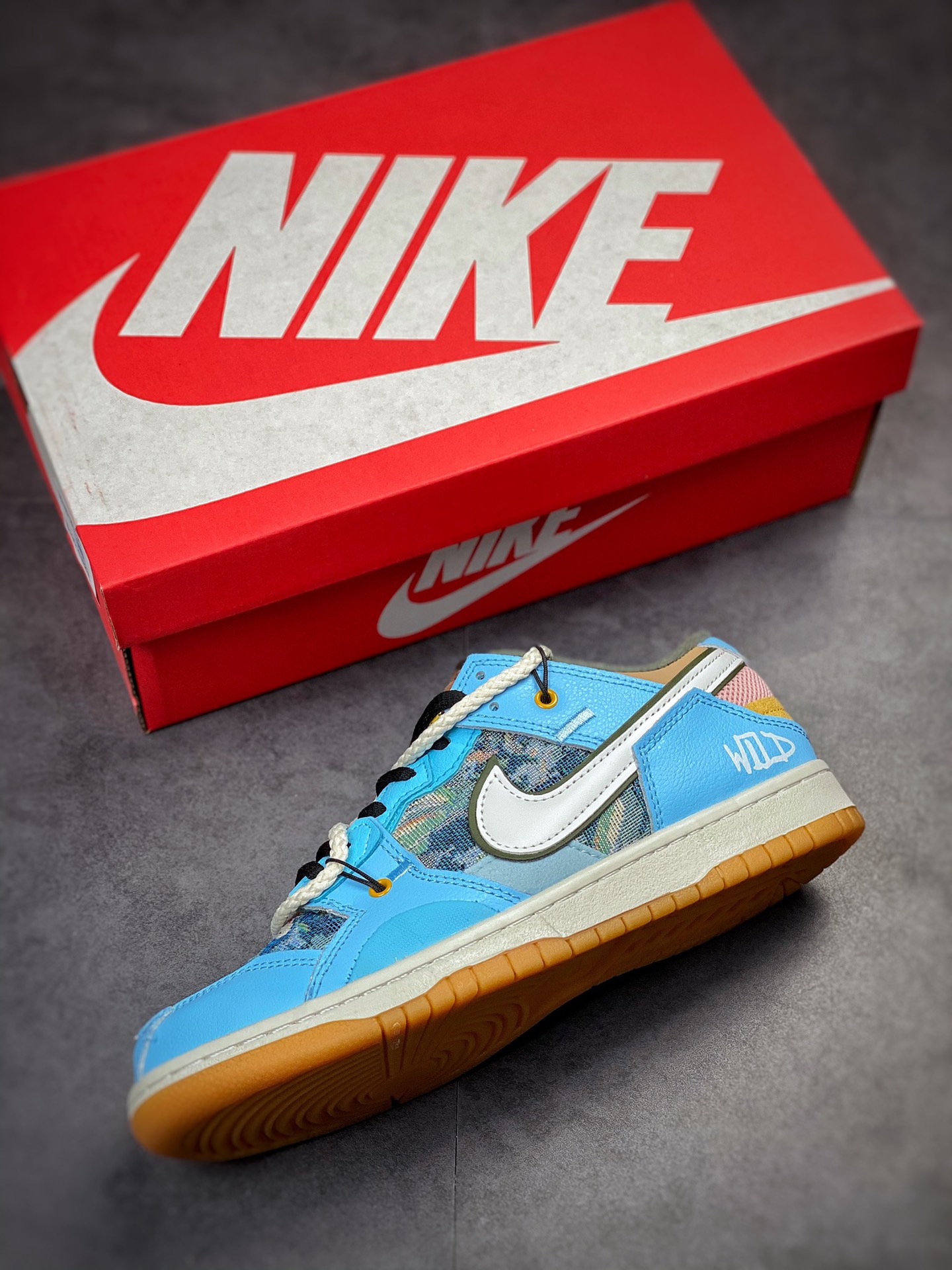 Nike Dunk Scrap series suture strange sky blue brown white DB0500-200