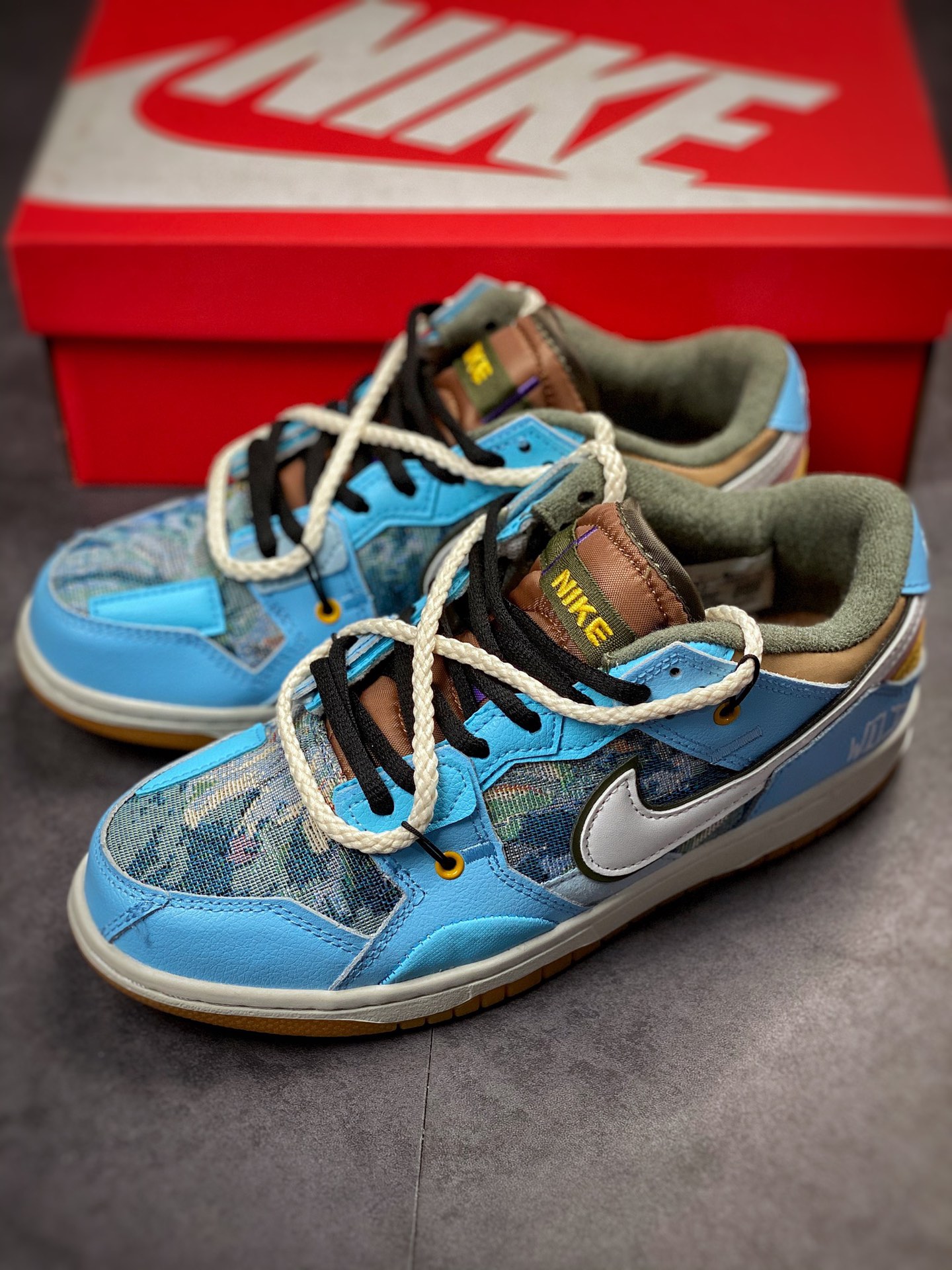 Nike Dunk Scrap series suture strange sky blue brown white DB0500-200