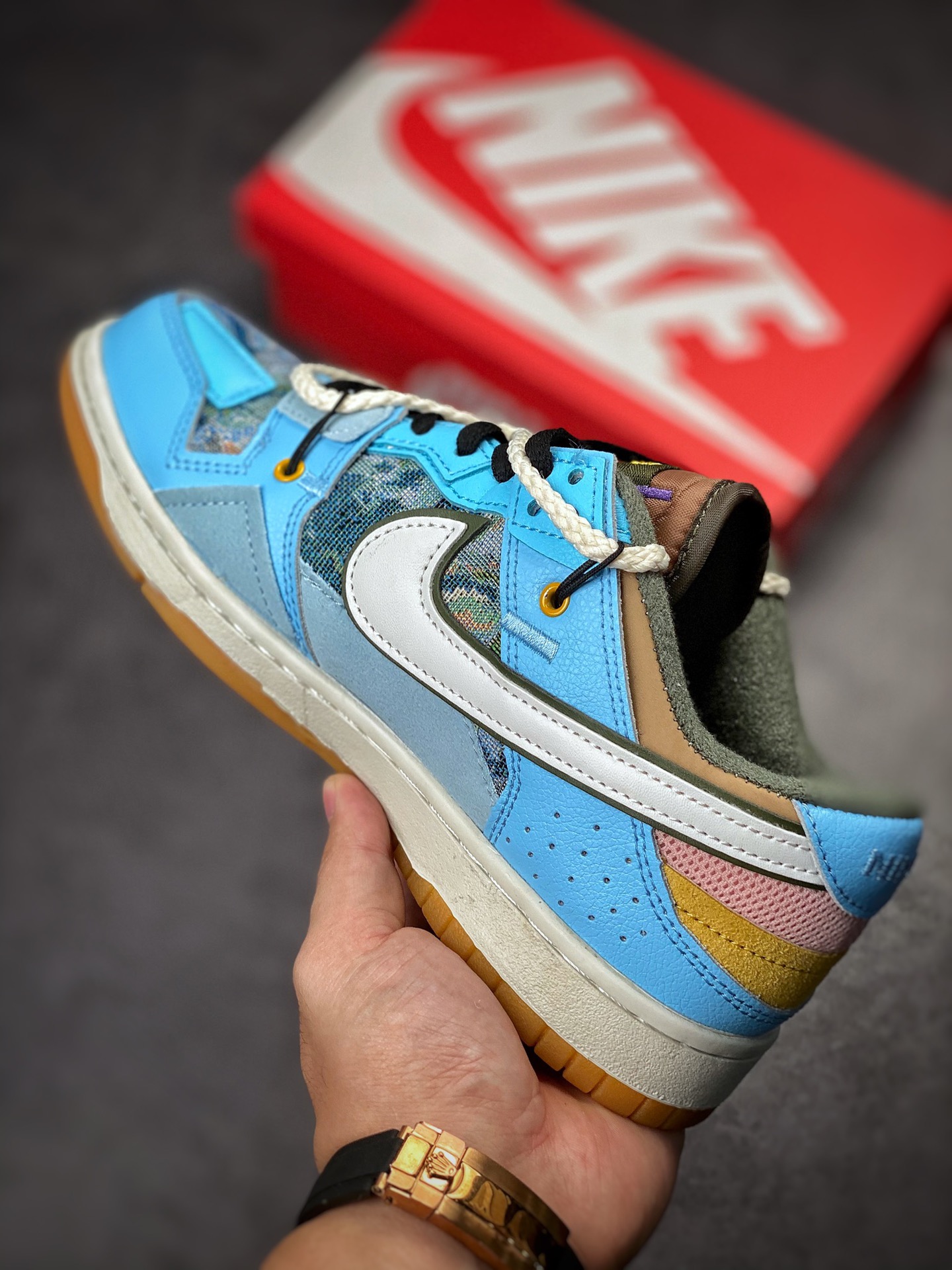 Nike Dunk Scrap series suture strange sky blue brown white DB0500-200