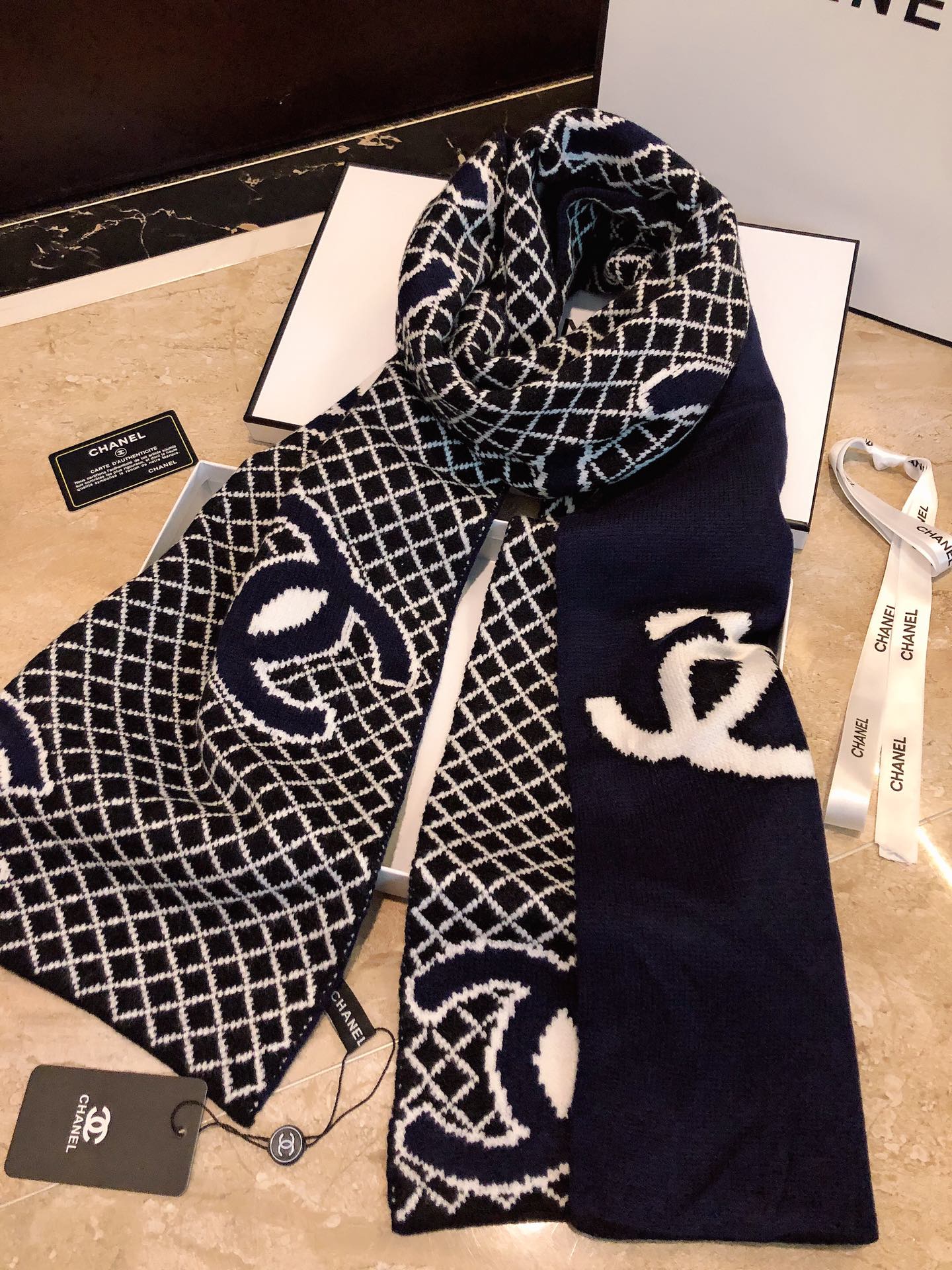 Chanel Haute Couture Silk Twill Scarf Shawl Ref 7