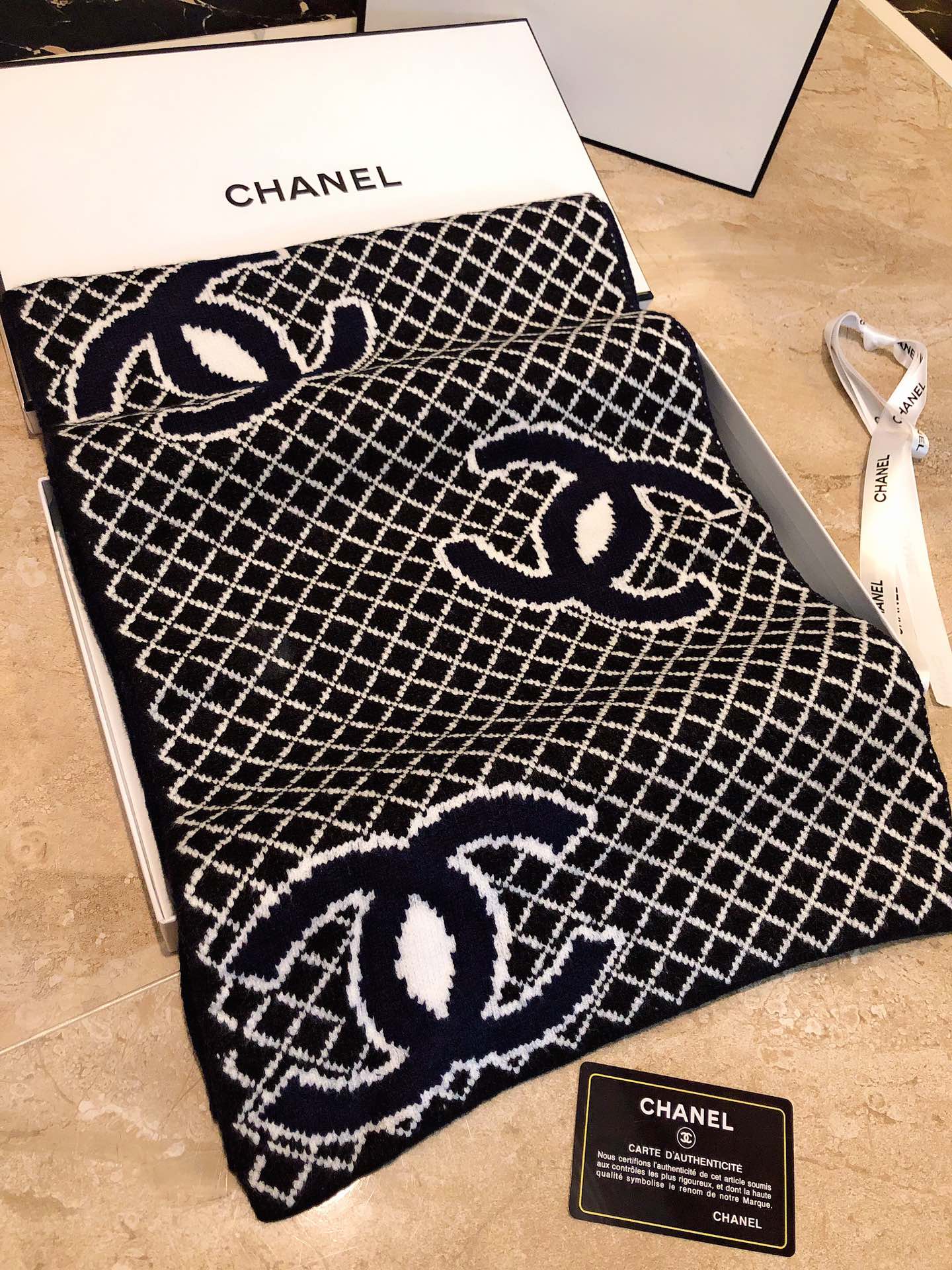 Chanel Haute Couture Silk Twill Scarf Shawl Ref 4