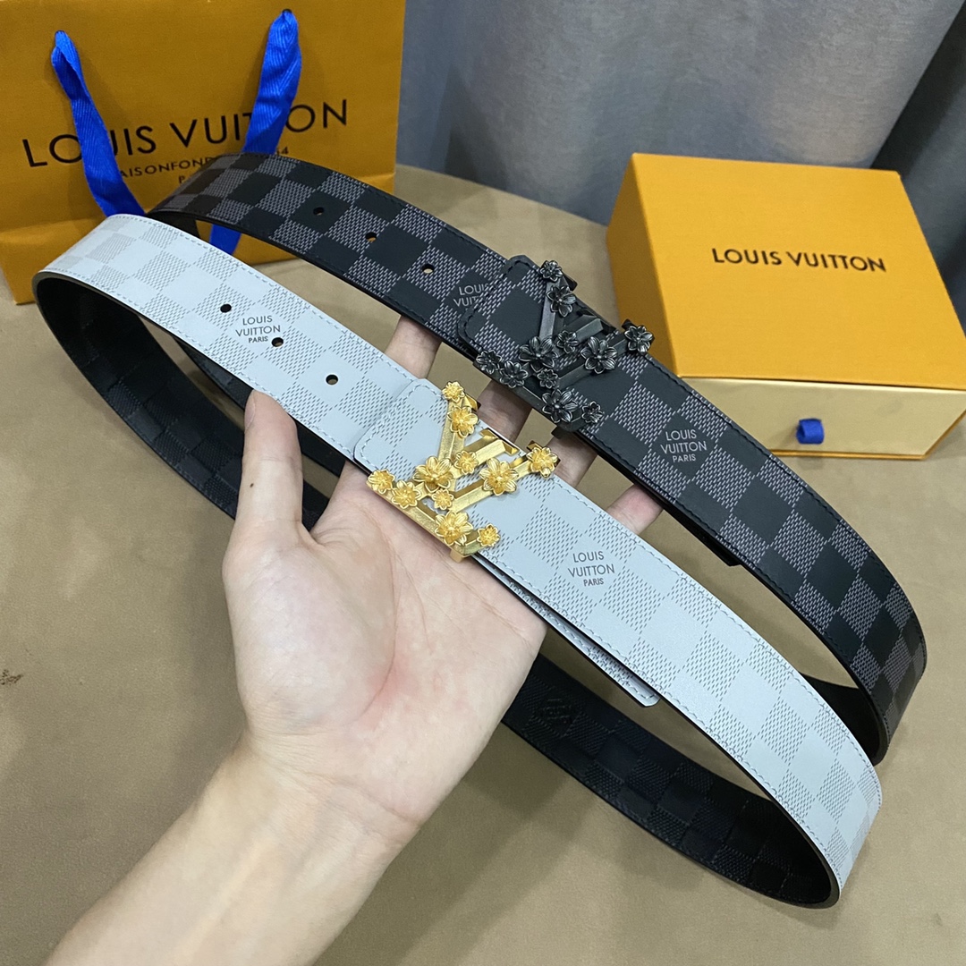 Louis Vuitton Store
 Belts Black Men Calfskin Cowhide Raffia