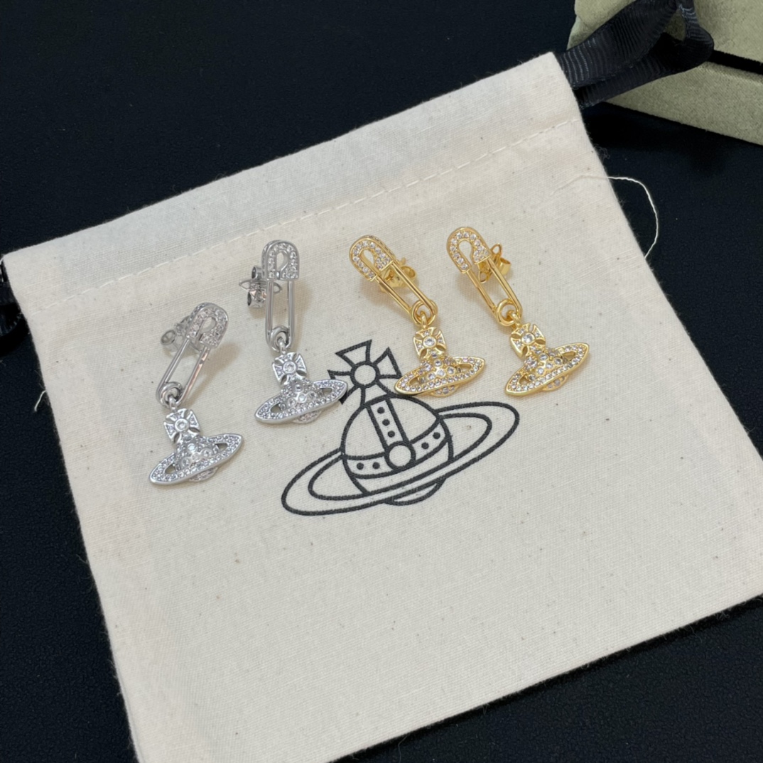 Vivienne Westwood 开模，高品质西太后别针满钻耳钉