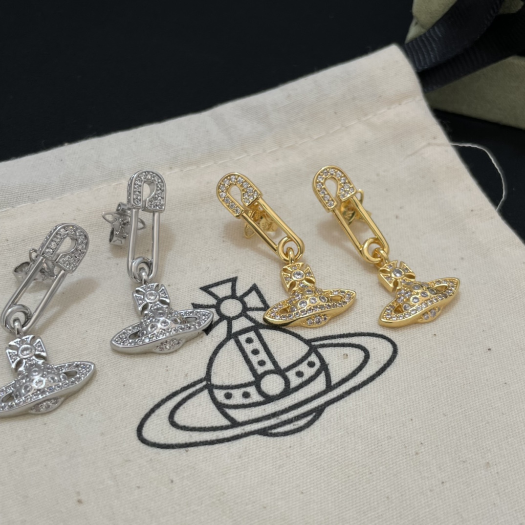 Vivienne Westwood 开模，高品质西太后别针满钻耳钉
