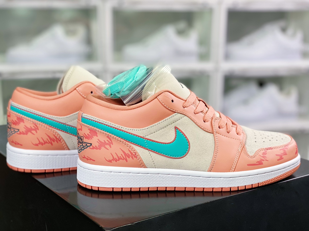 Air Jordan 1 Low GS”Light Arctic Pink/Dark Green”AJ1 DC0774-800