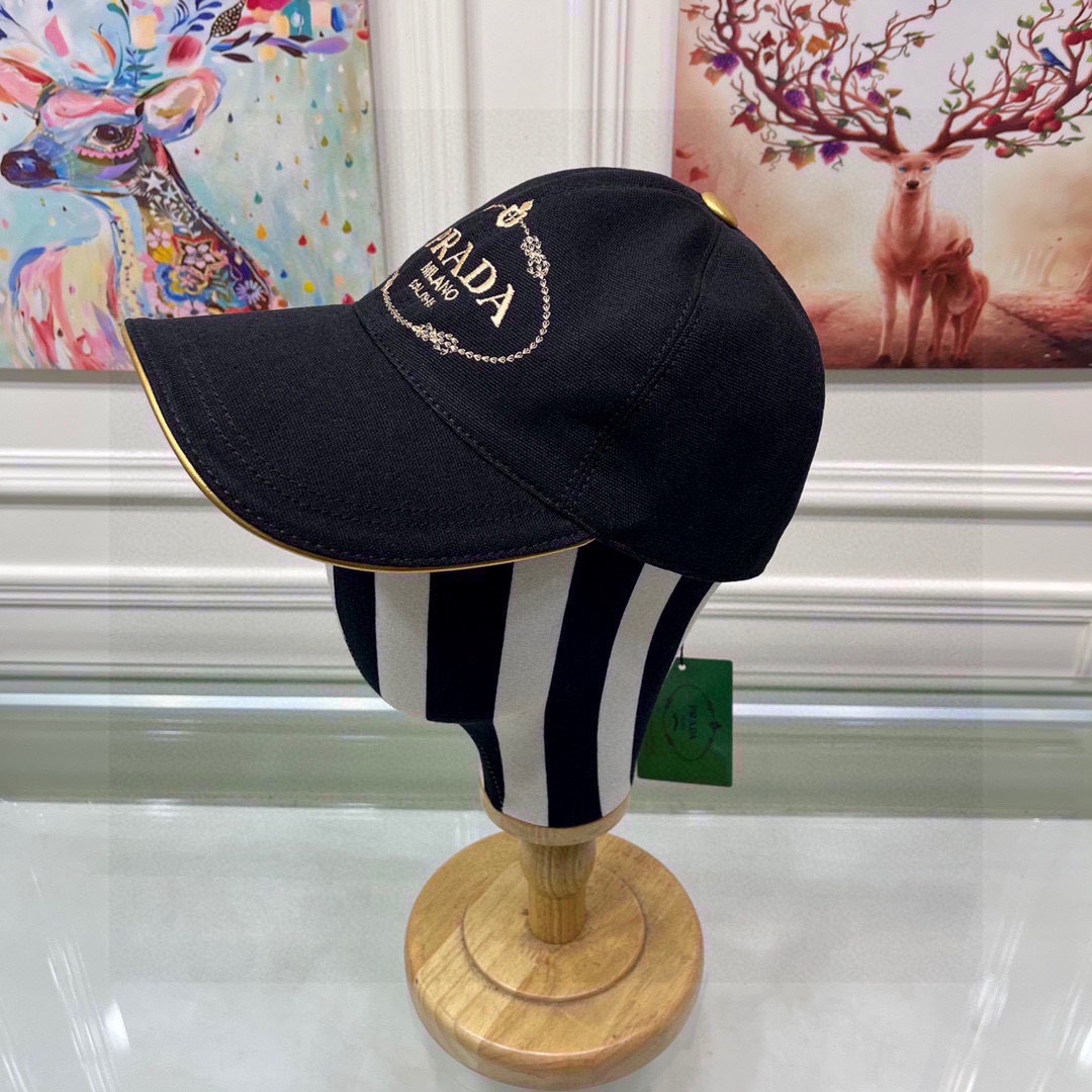 Prada Perfect
 Hats Baseball Cap Embroidery Cotton Cowhide