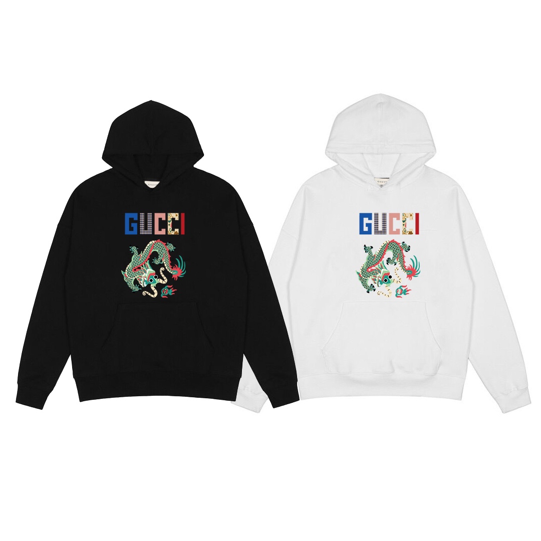 180 Gucci秋冬新款中国龙字母印花连帽卫衣