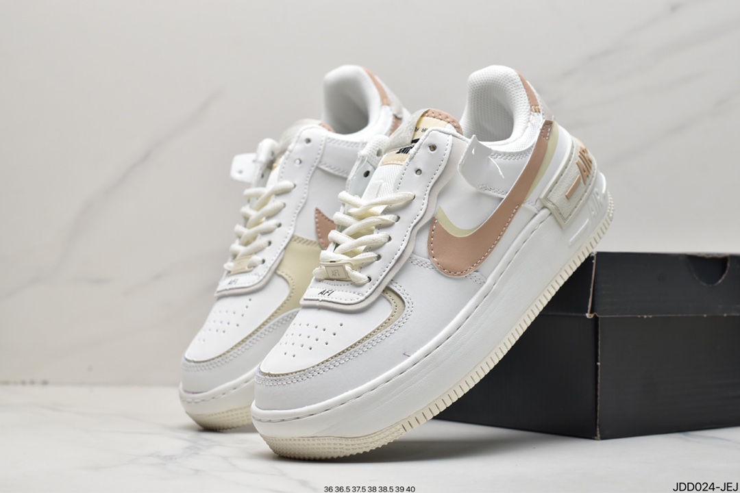 120 耐克Nike WMNS Air Force 1 Shadow 马卡龙空军一号轻量增高低帮百搭板鞋CI0919-100
