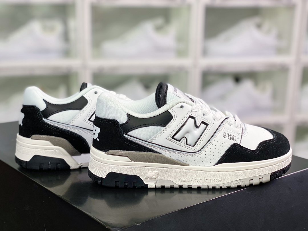 NB BB550 series classic retro low top casual sports basketball shoes ”stitching white, black and gray” BB550NCA