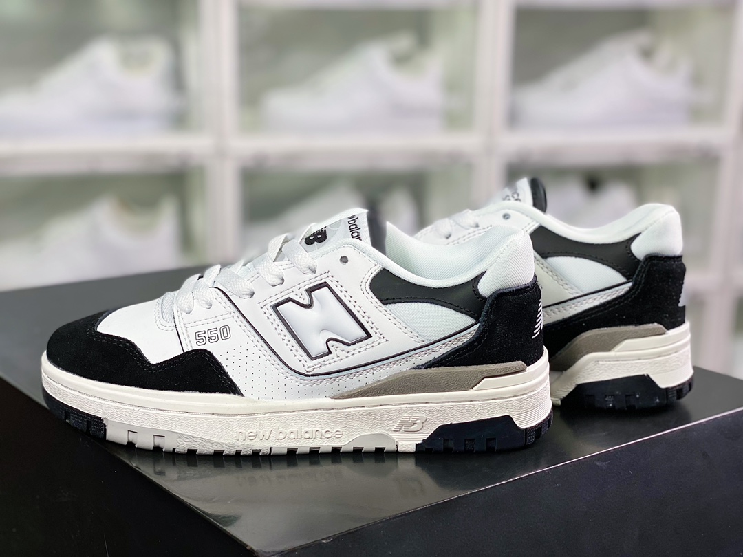 NB BB550 series classic retro low top casual sports basketball shoes ”stitching white, black and gray” BB550NCA